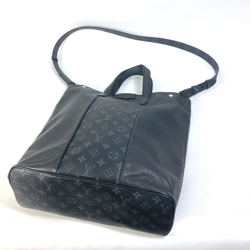 Louis Vuitton Taigarama Black Taiga Leather Monogram Eclipse Handbag Shoulder Bag Tote Bag (Pre-Owned)