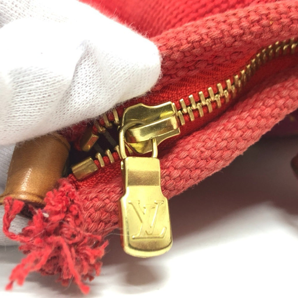Louis Vuitton Red Color Canvas Tote Bag (Pre-Owned)