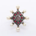 Ring Stainless Steel With Artificial Pearl and Rhinestone