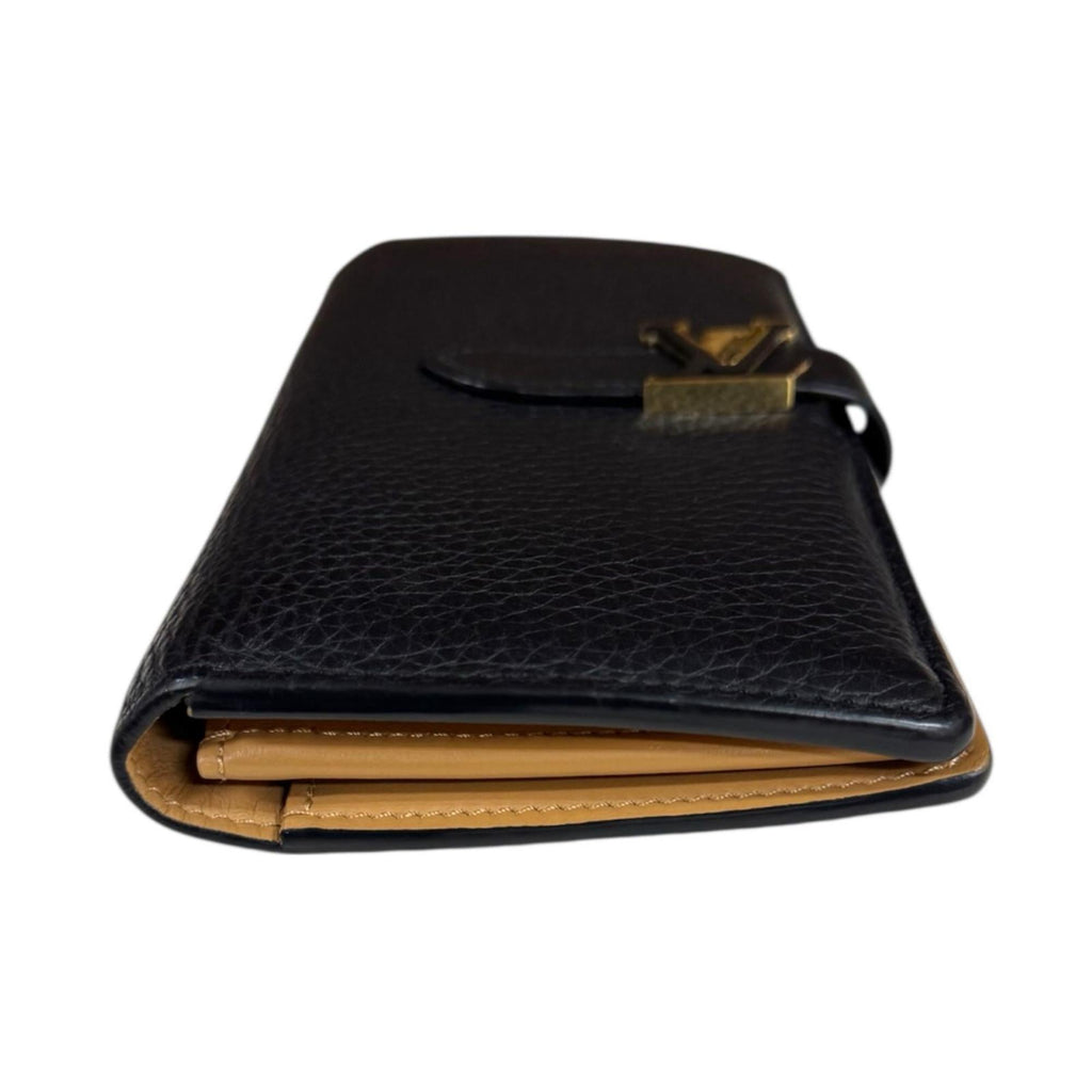 Louis Vuitton Black Noir Leather Long Wallet (Tri-Fold) (Pre-Owned)