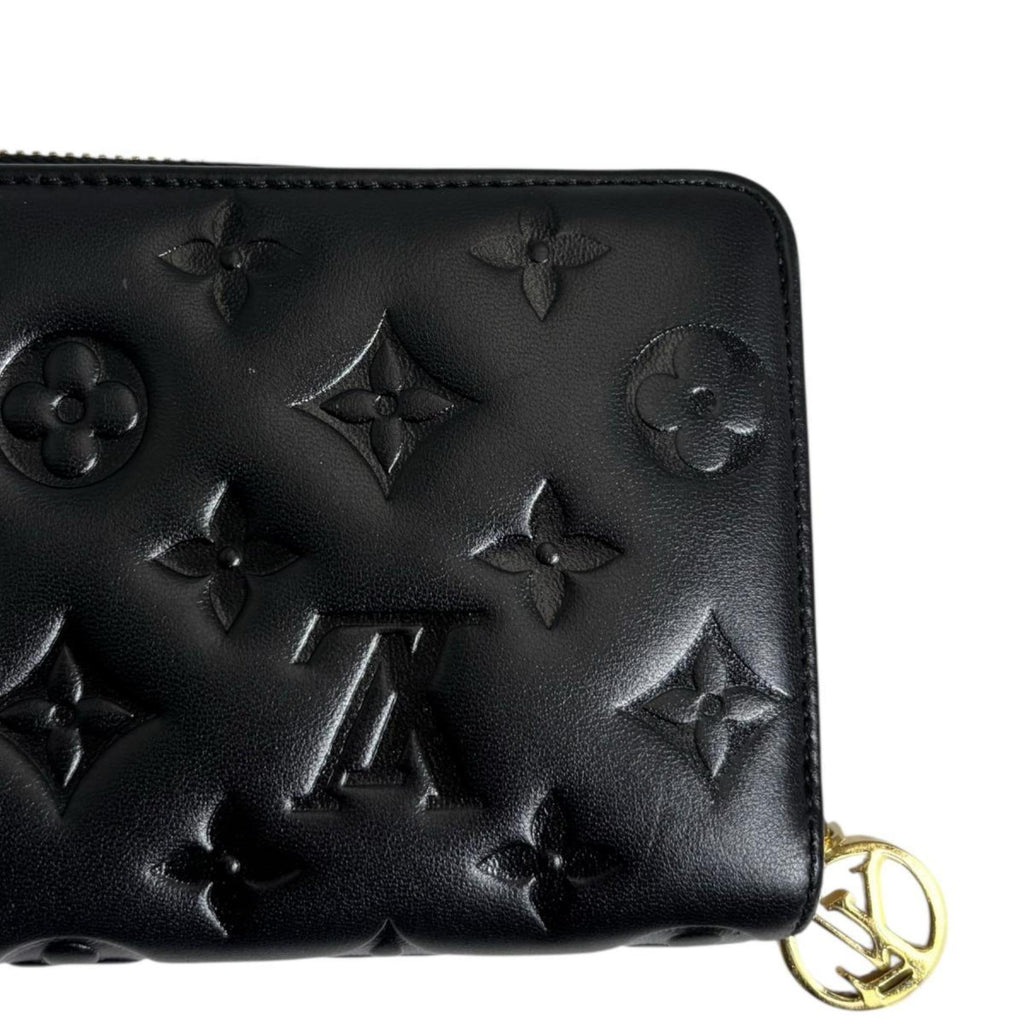 Louis Vuitton Monogram Black Noir Leather Long Wallet (Bi-Fold) (Pre-Owned)