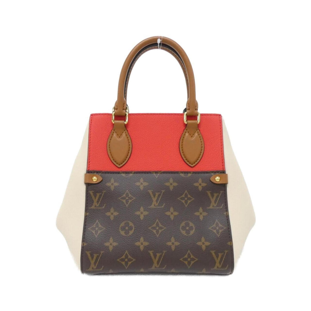 Louis Vuitton Black Cerise Cream Leather Coated Canvas Handbag (Pre-Owned)