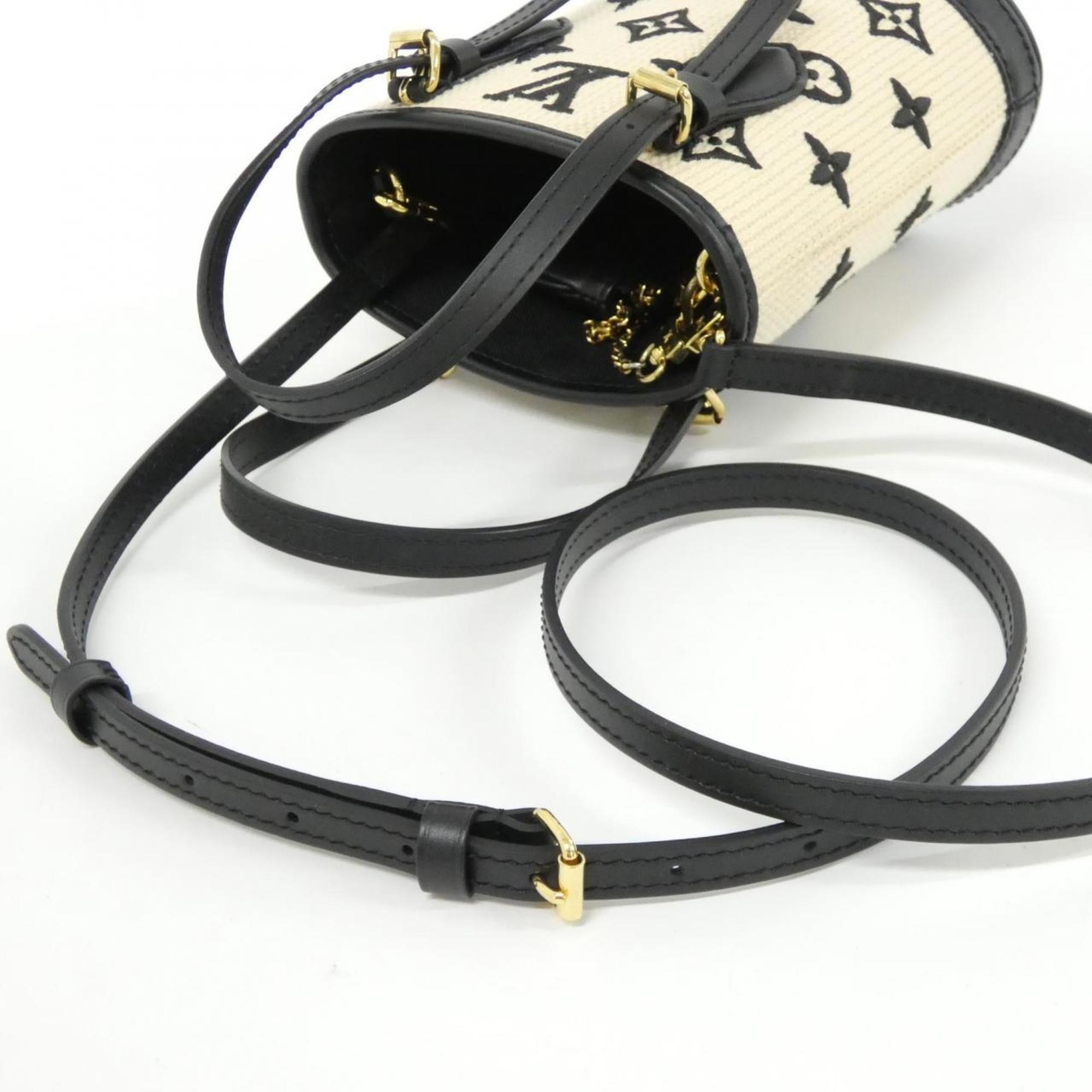 Louis Vuitton Monogram Beige Black Cotton Canvas Handbag (Pre-Owned)