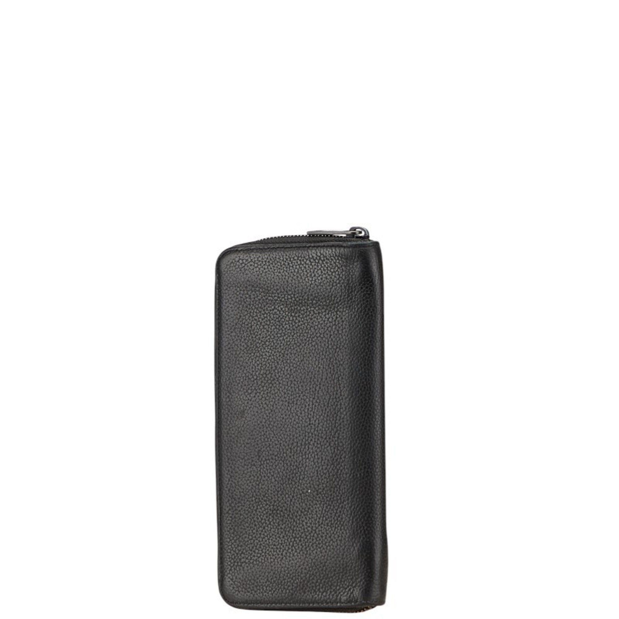 Louis Vuitton Black Noir Leather Long Wallet (Bi-Fold) (Pre-Owned)
