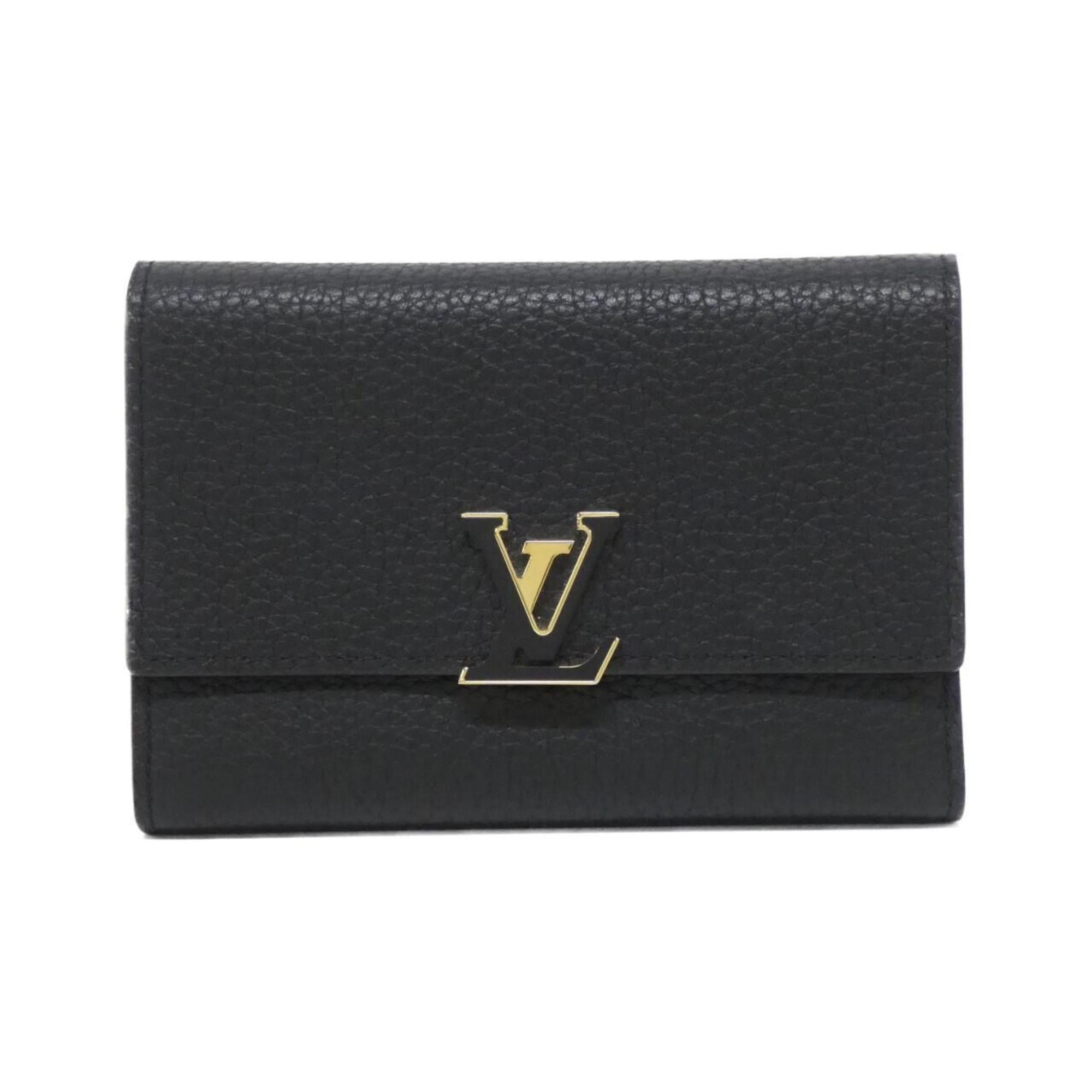 Louis Vuitton Black Hot Pink Leather Middle Wallet (Tri-Fold) (Pre-Owned)