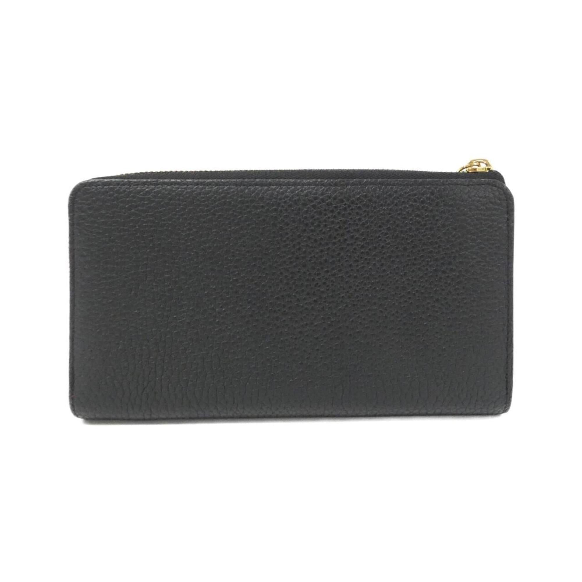 Louis Vuitton Black Leather Long Wallet (Bi-Fold) (Pre-Owned)