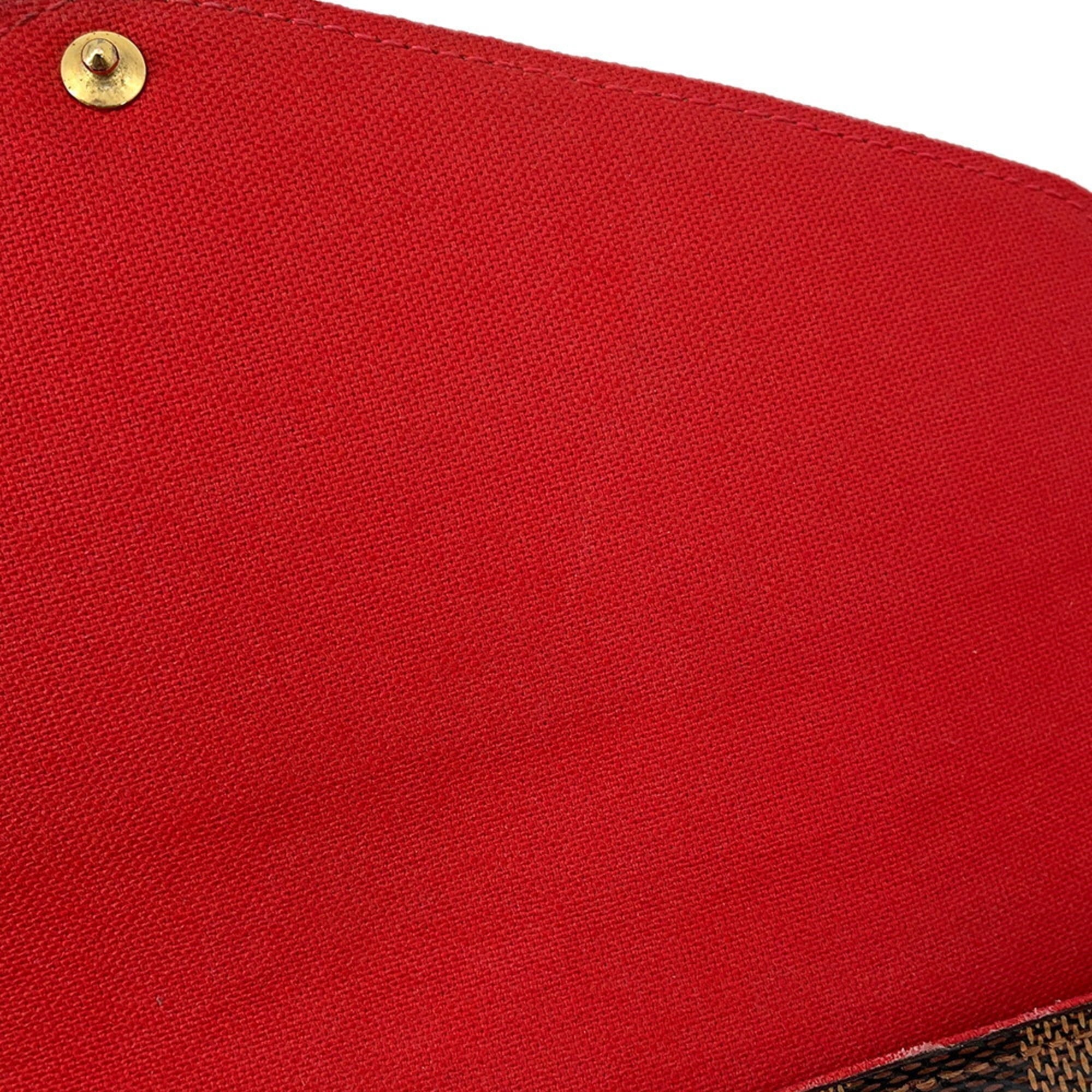 Louis Vuitton Damier Damier Canvas Ebene Red Color Pochette (Pre-Owned)