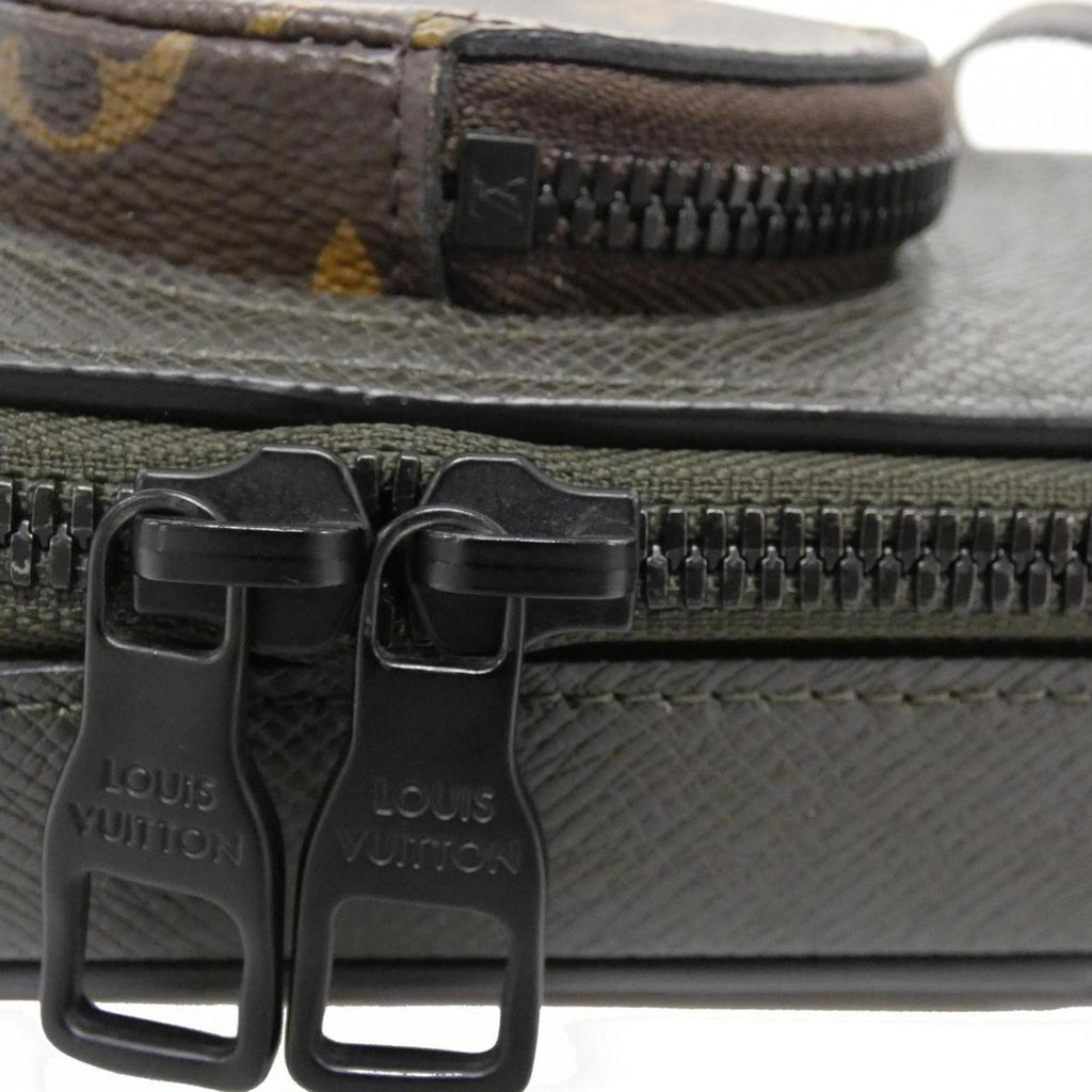 Louis Vuitton Black Khaki Marron Coated Canvas Leather Shoulder Bag (Pre-Owned)