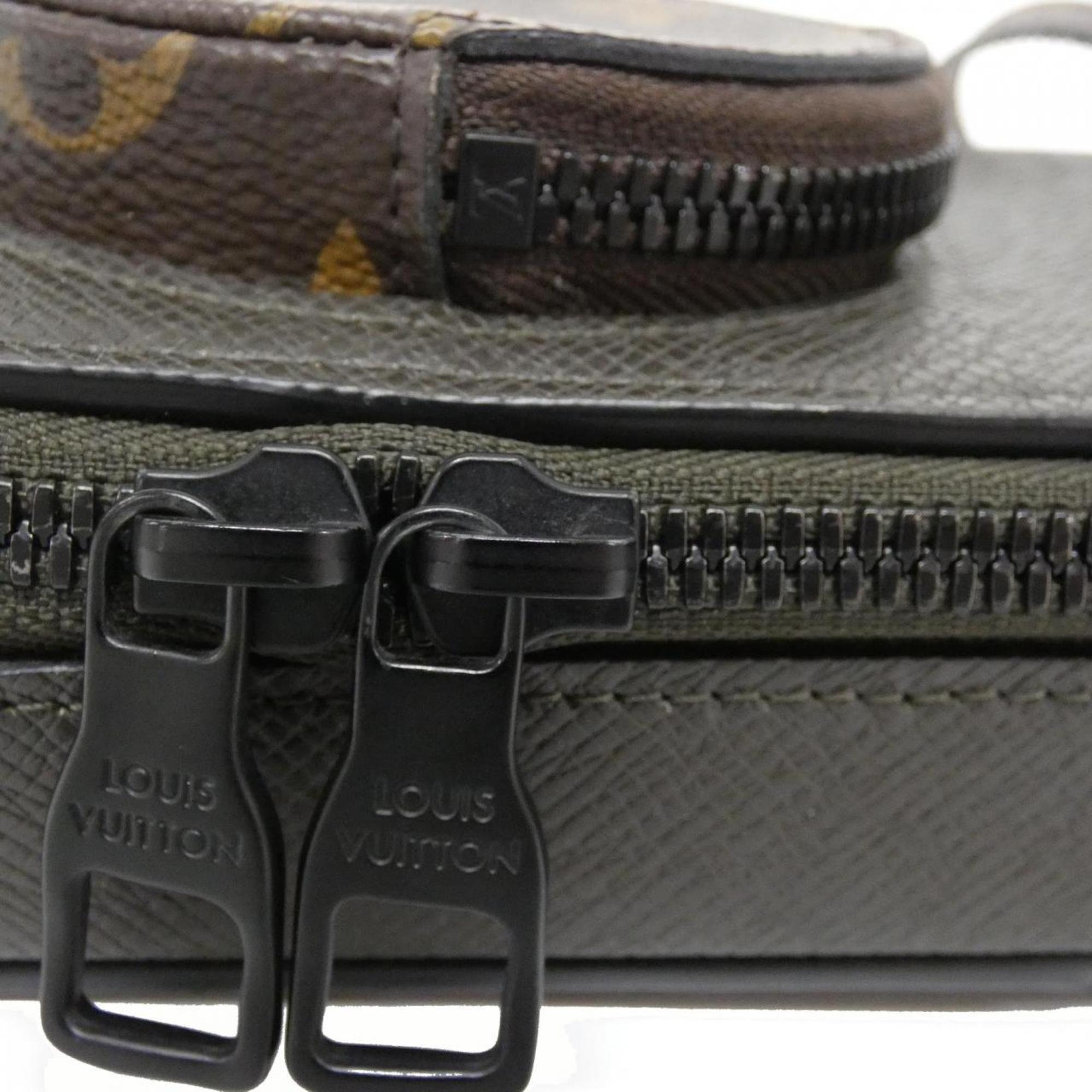 Louis Vuitton Black Khaki Marron Coated Canvas Leather Shoulder Bag (Pre-Owned)