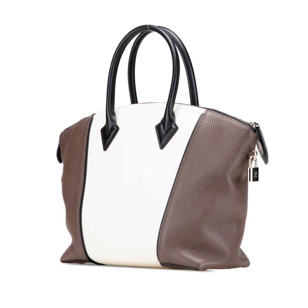 Louis Vuitton Dark Brown Off-White Leather Handbag (Pre-Owned)