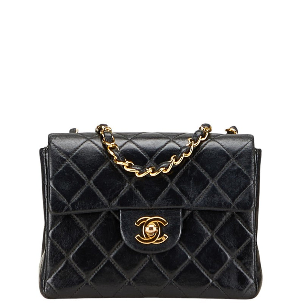 Vintage Square Classic Single Flap Bag Quilted Lambskin Mini