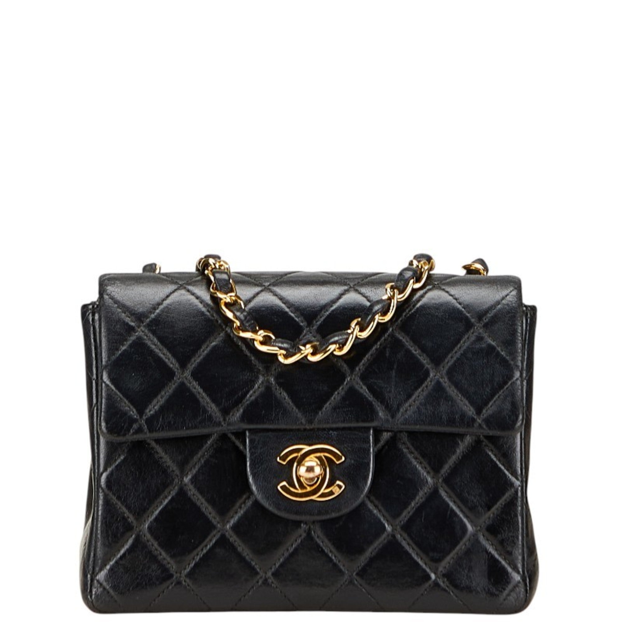Vintage Square Classic Single Flap Bag Quilted Lambskin Mini