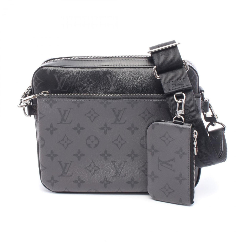 Louis Vuitton Black Gray Coated Canvas Leather Shoulder Bag (Pre-Owned)