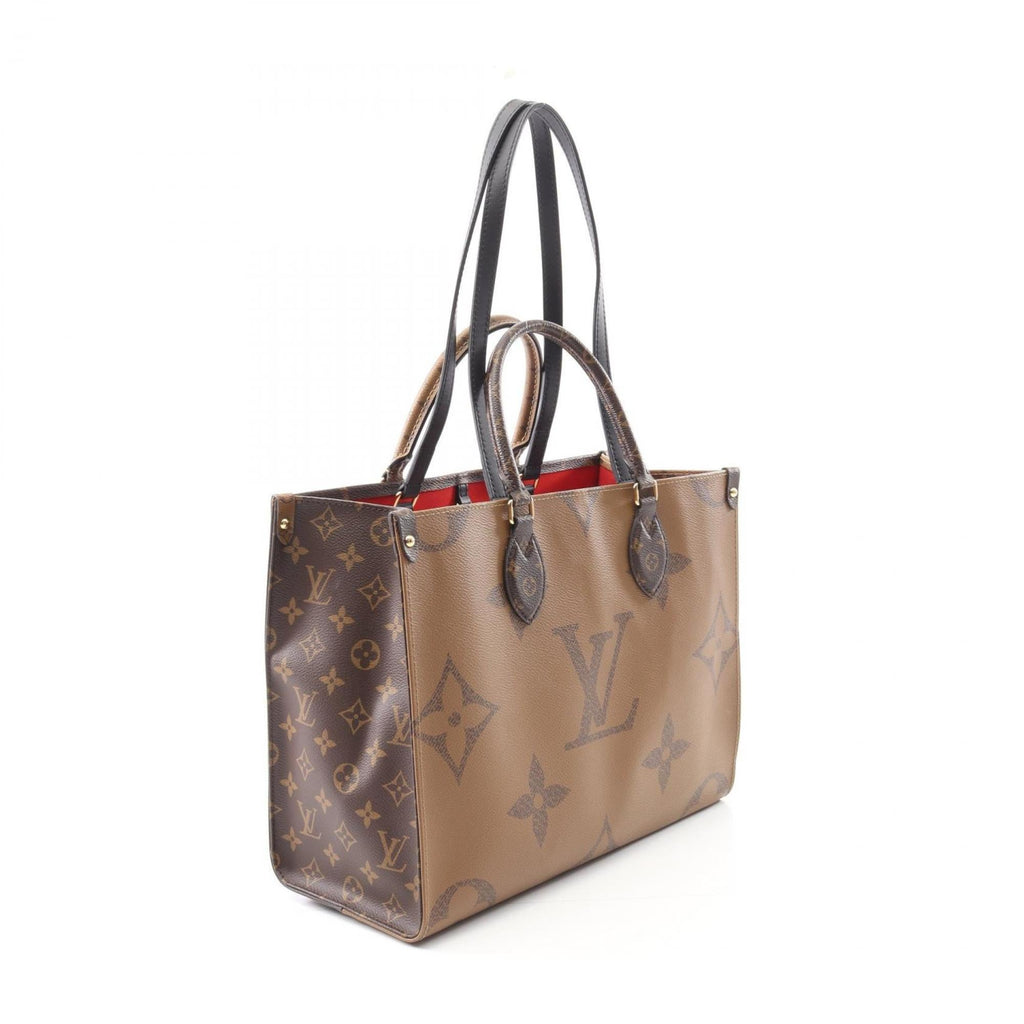 Louis Vuitton Beige Brown Coated Canvas Leather Tote Bag (Pre-Owned)