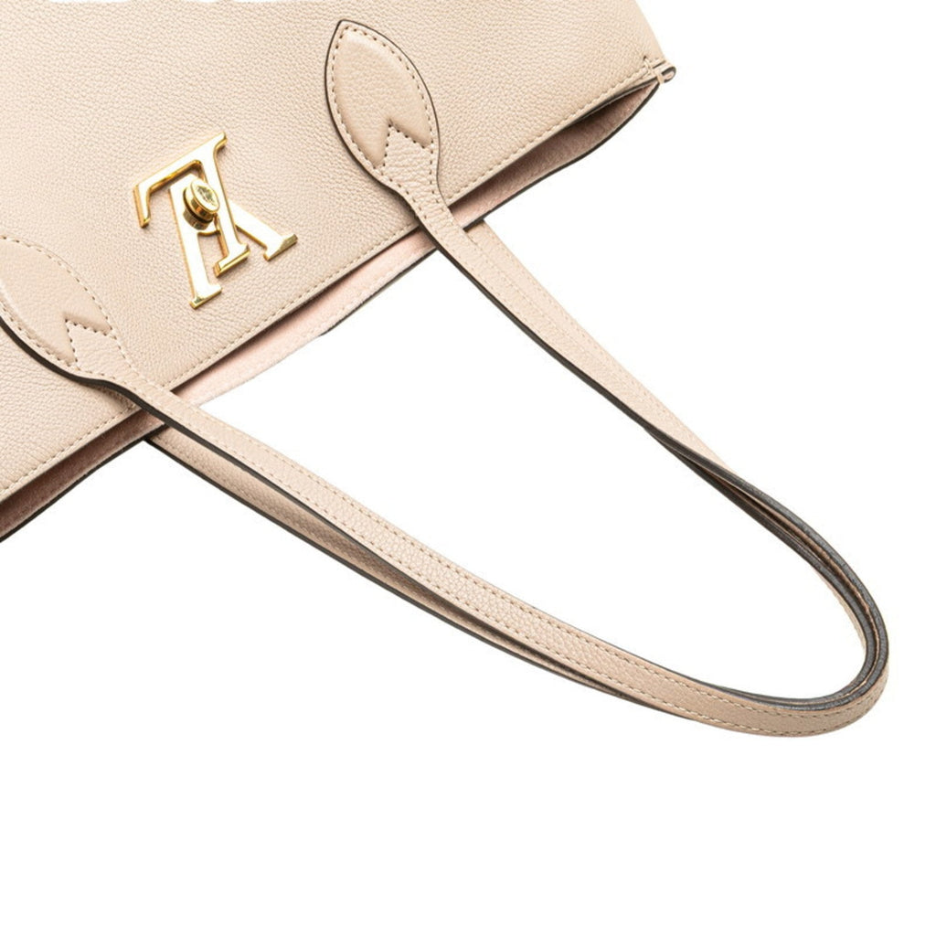 Louis Vuitton Beige Grayish Leather Shoulder Bag Tote Bag (Pre-Owned)
