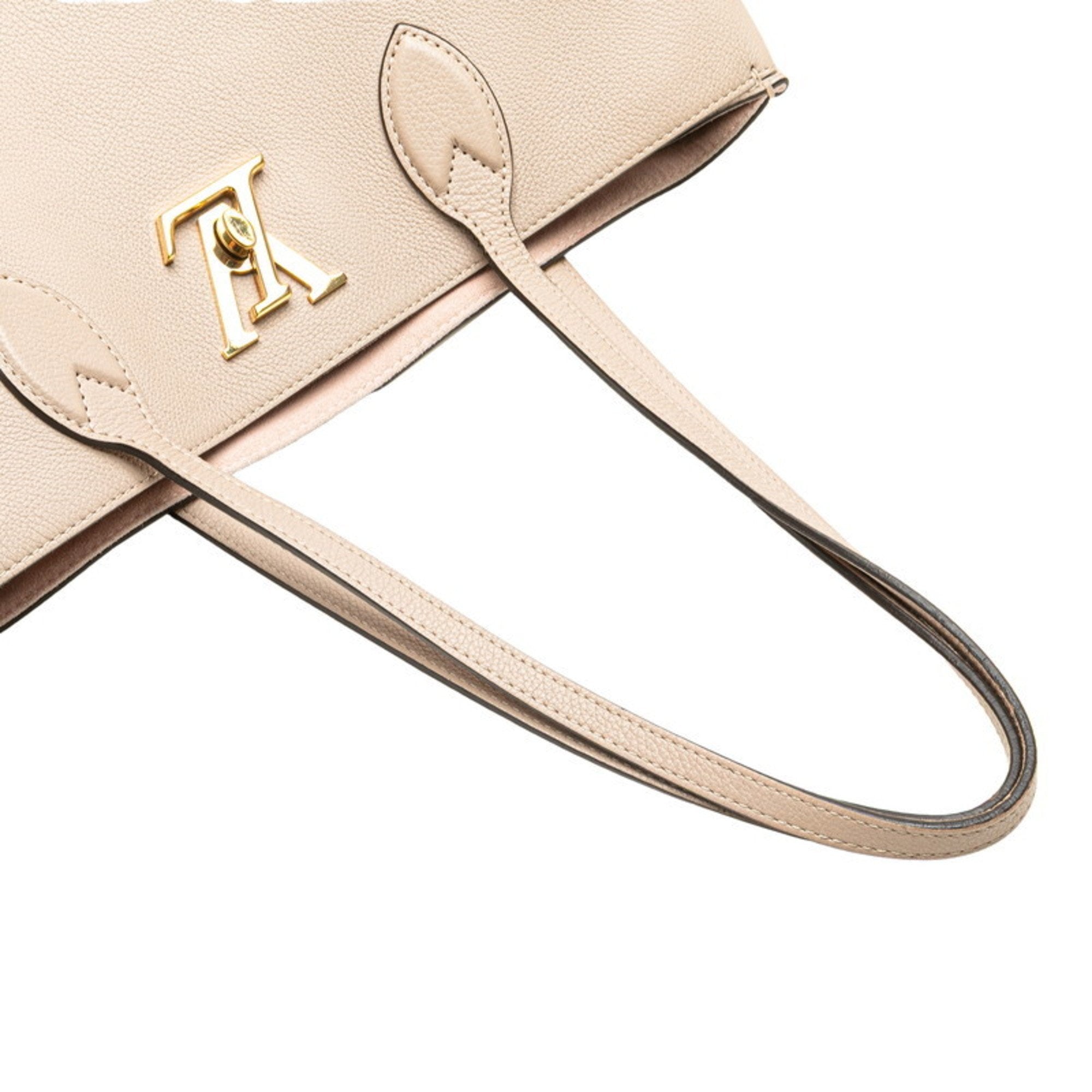Louis Vuitton Beige Grayish Leather Shoulder Bag Tote Bag (Pre-Owned)