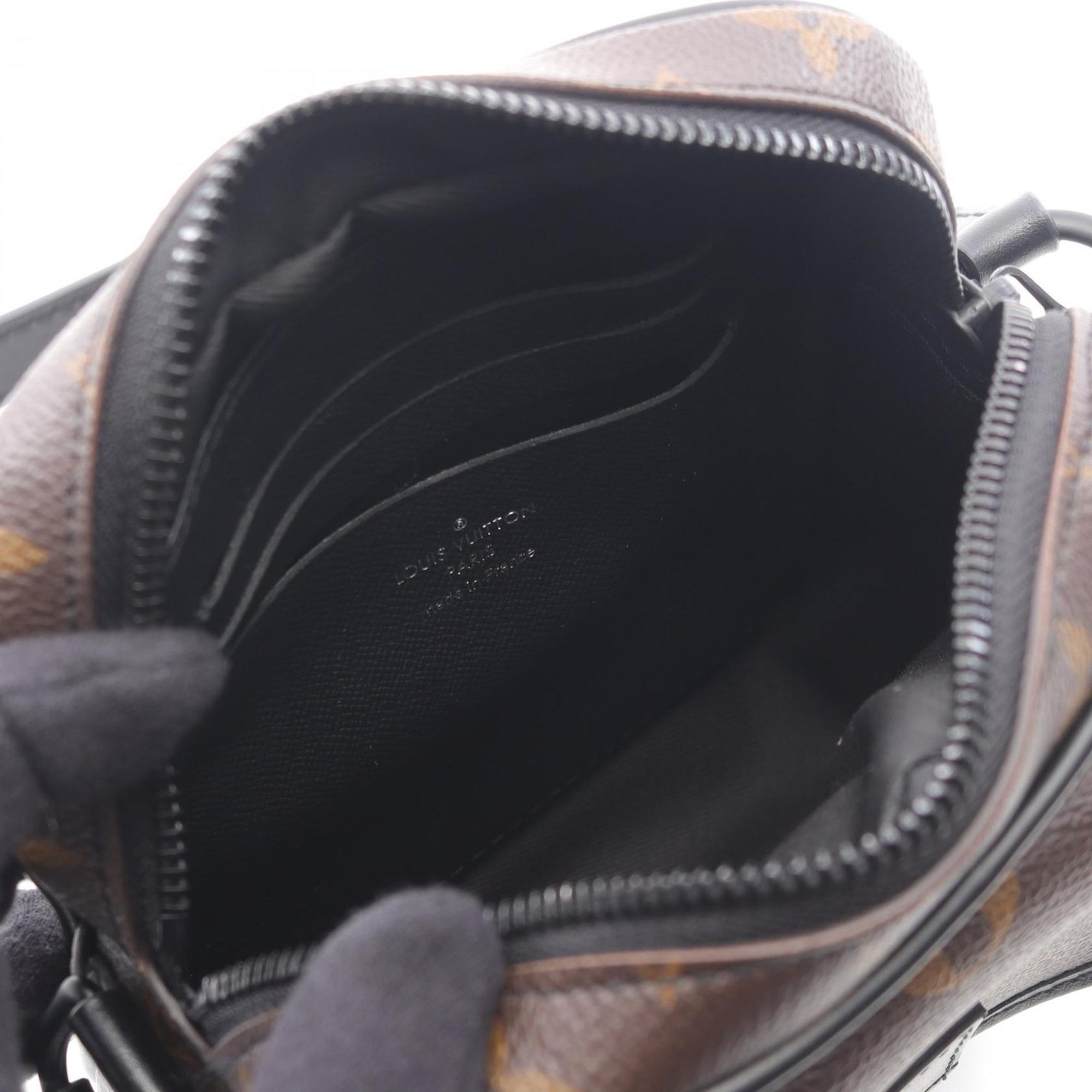 Louis Vuitton Black Brown Coated Canvas Leather Shoulder Bag (Pre-Owned)