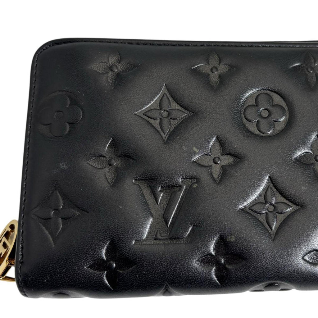 Louis Vuitton Monogram Black Noir Leather Long Wallet (Bi-Fold) (Pre-Owned)