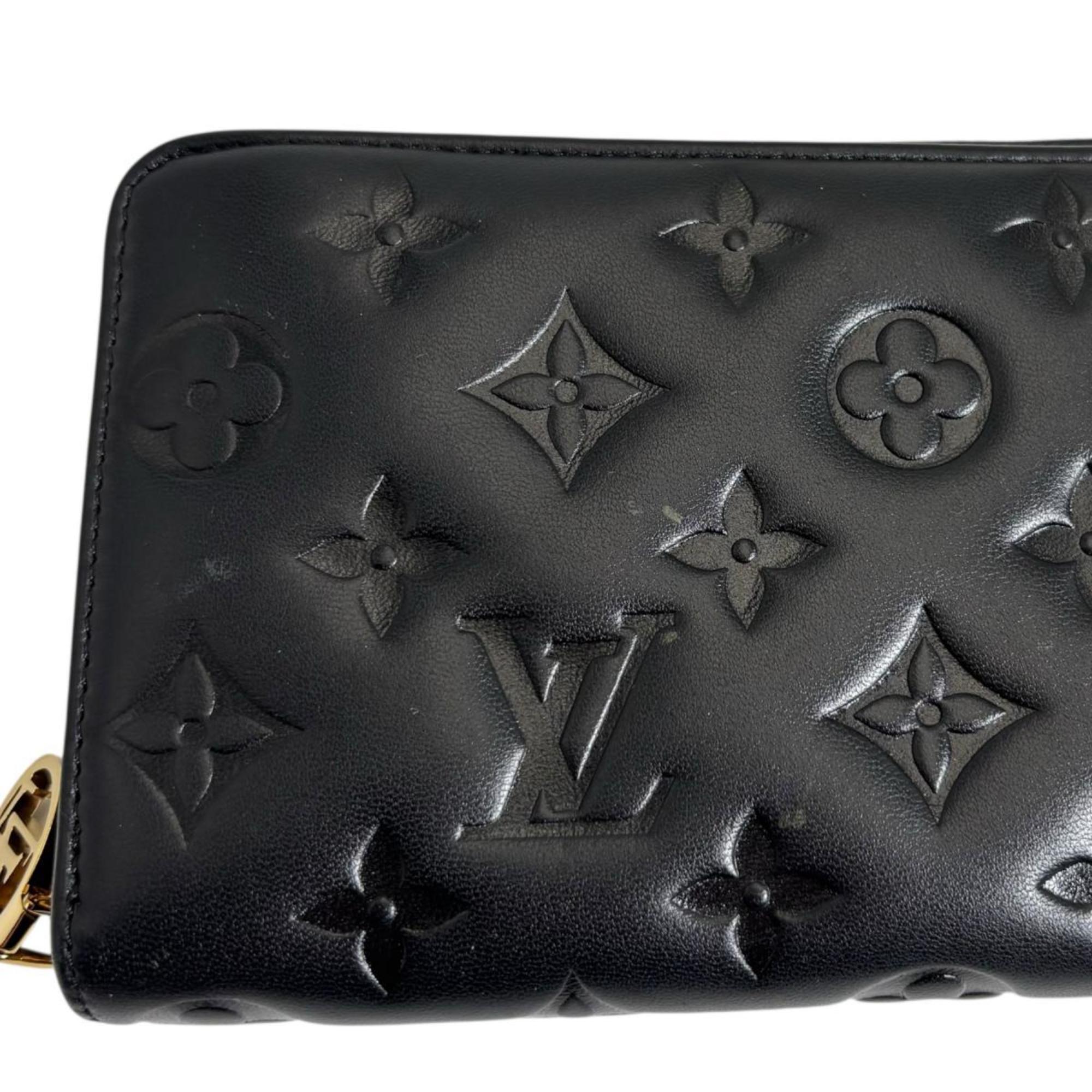 Louis Vuitton Monogram Black Noir Leather Long Wallet (Bi-Fold) (Pre-Owned)