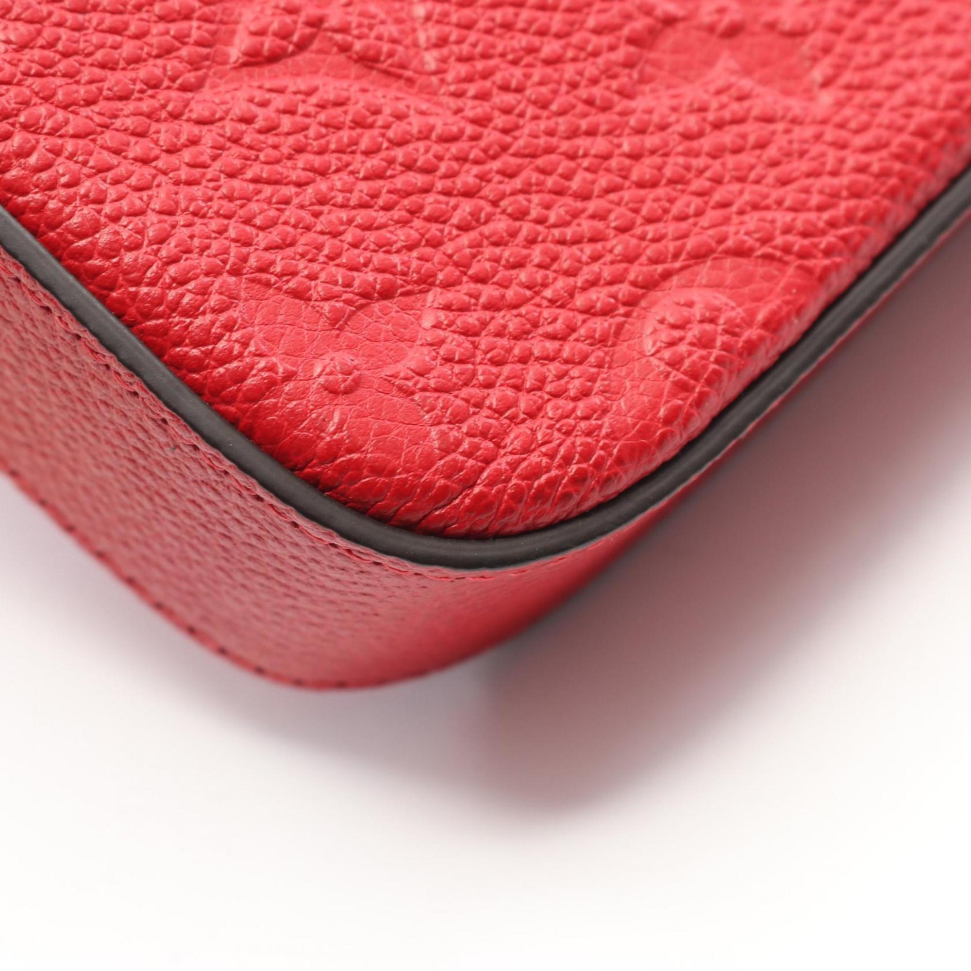 Louis Vuitton Red Color Rouge Monogram Empreinte Leather Pochette Shoulder Bag (Pre-Owned)