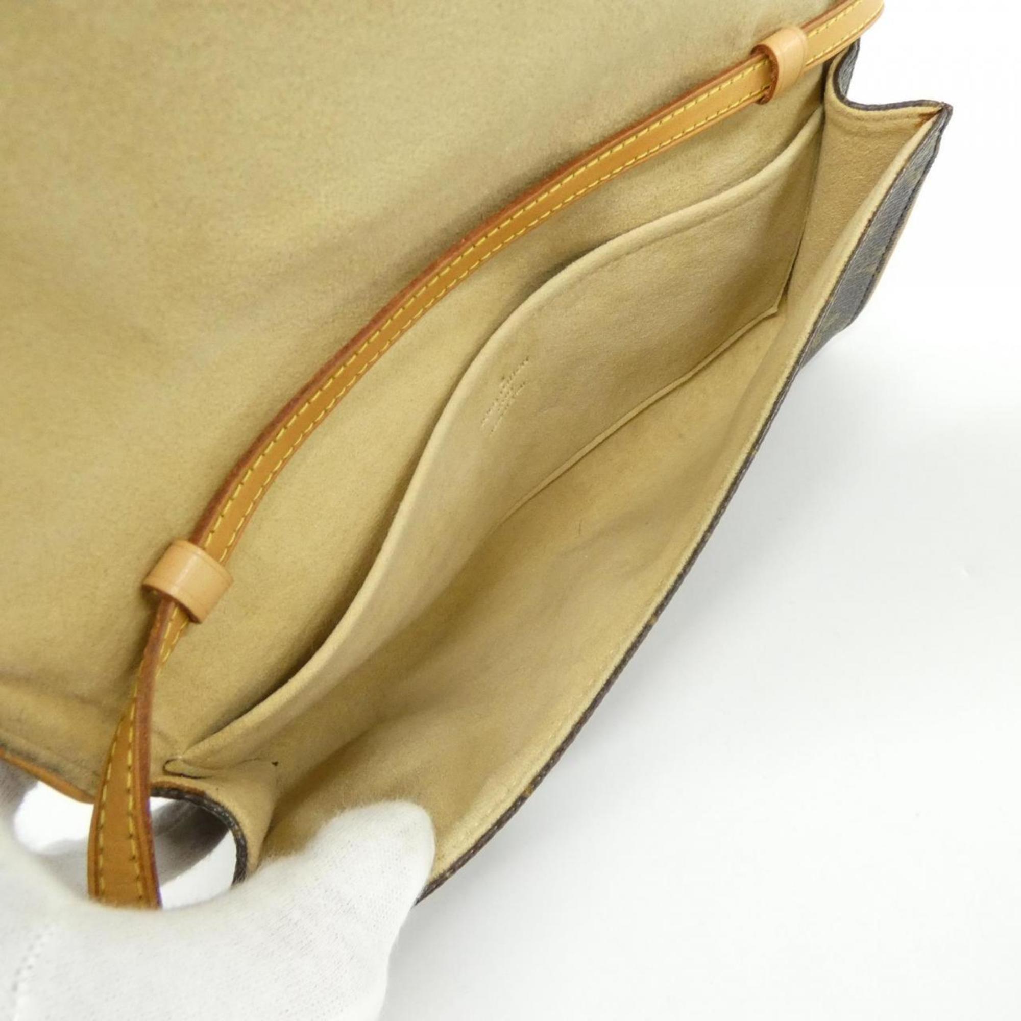 Louis Vuitton Marron Coated Canvas Pochette Shoulder Bag (Pre-Owned)