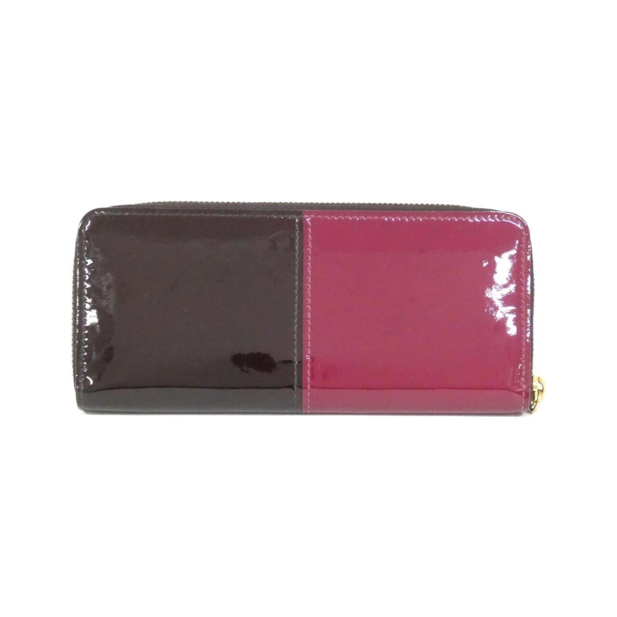 Louis Vuitton Dark Brown Magenta Pink Leather Long Wallet (Bi-Fold) (Pre-Owned)