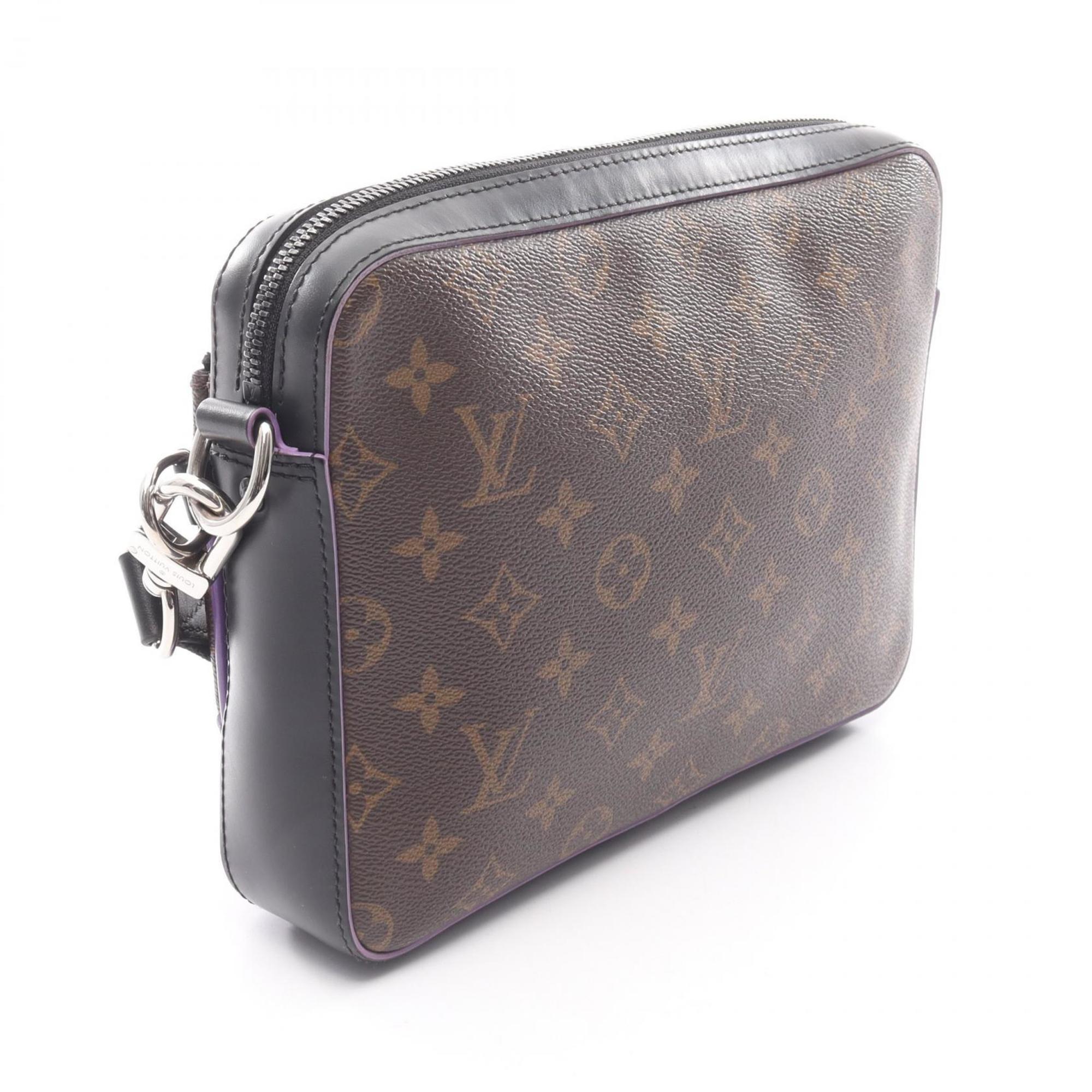 Louis Vuitton Black Brown Monogram Macassar Purple Coated Canvas Shoulder Bag (Pre-Owned)