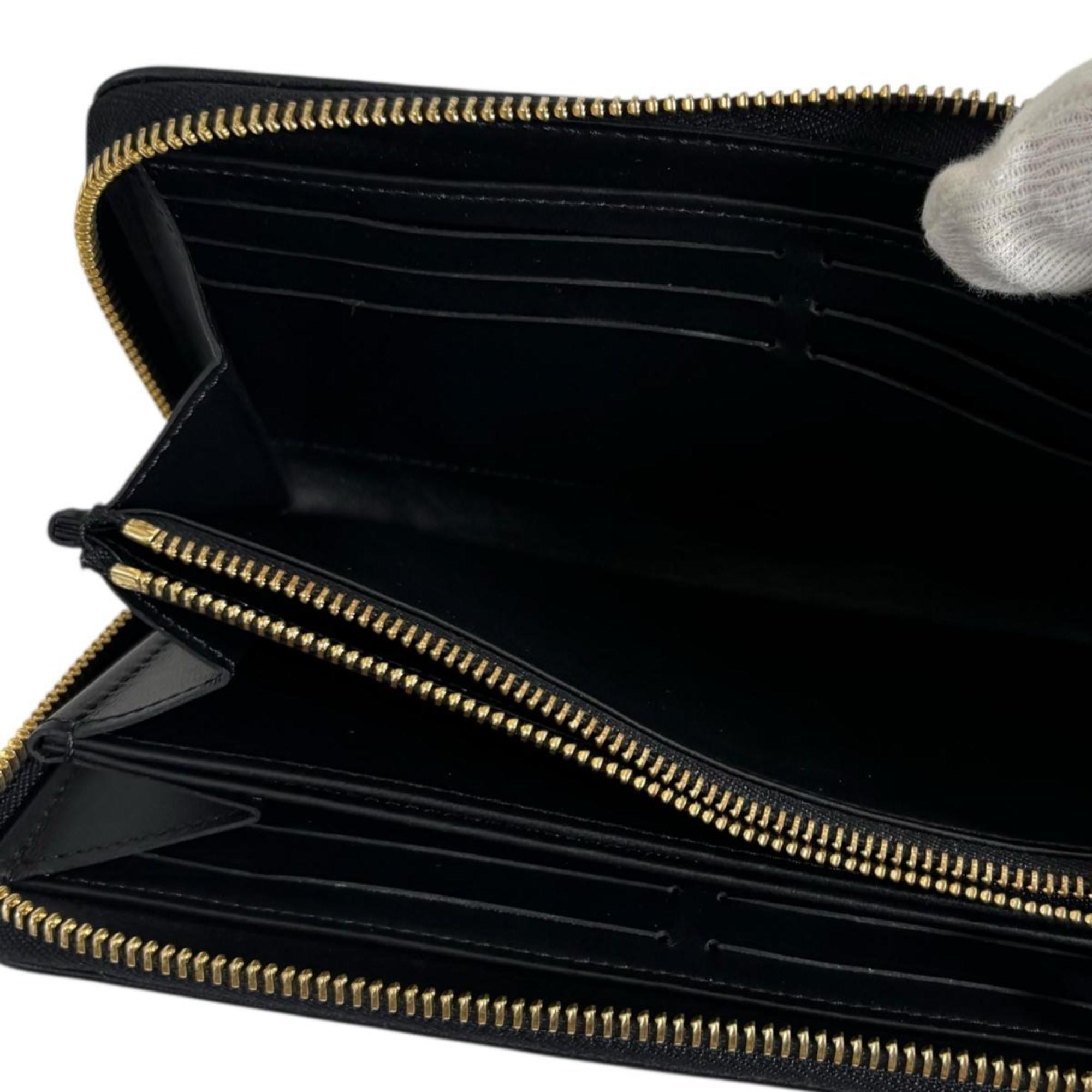 Louis Vuitton Monogram Black Noir Leather Long Wallet (Bi-Fold) (Pre-Owned)