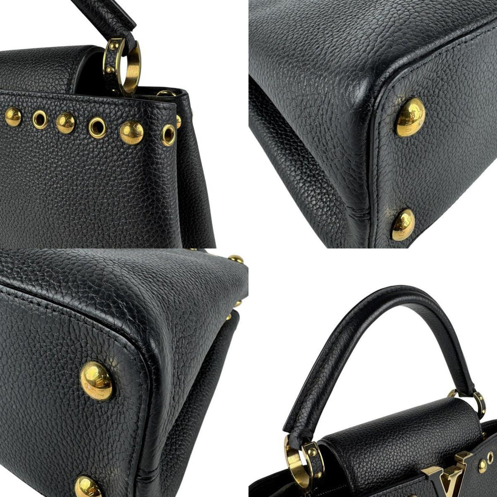 Louis Vuitton Black Leather Handbag Shoulder Bag (Pre-Owned)