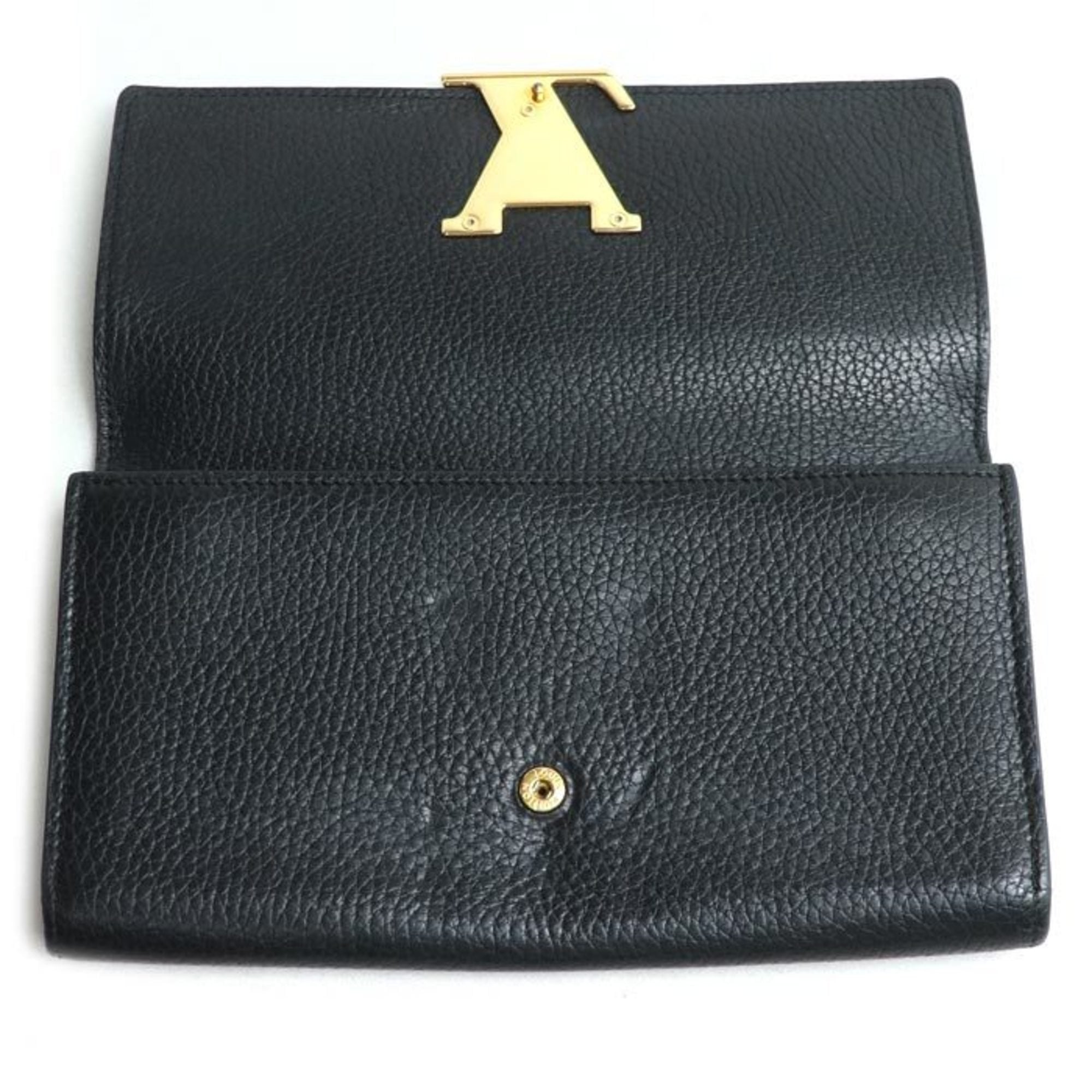 Louis Vuitton Black Leather Long Wallet (Bi-Fold) (Pre-Owned)