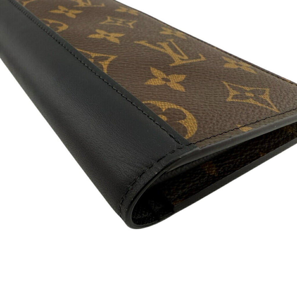 Louis Vuitton Monogram Macassar Brown Leather Long Wallet (Bi-Fold) (Pre-Owned)