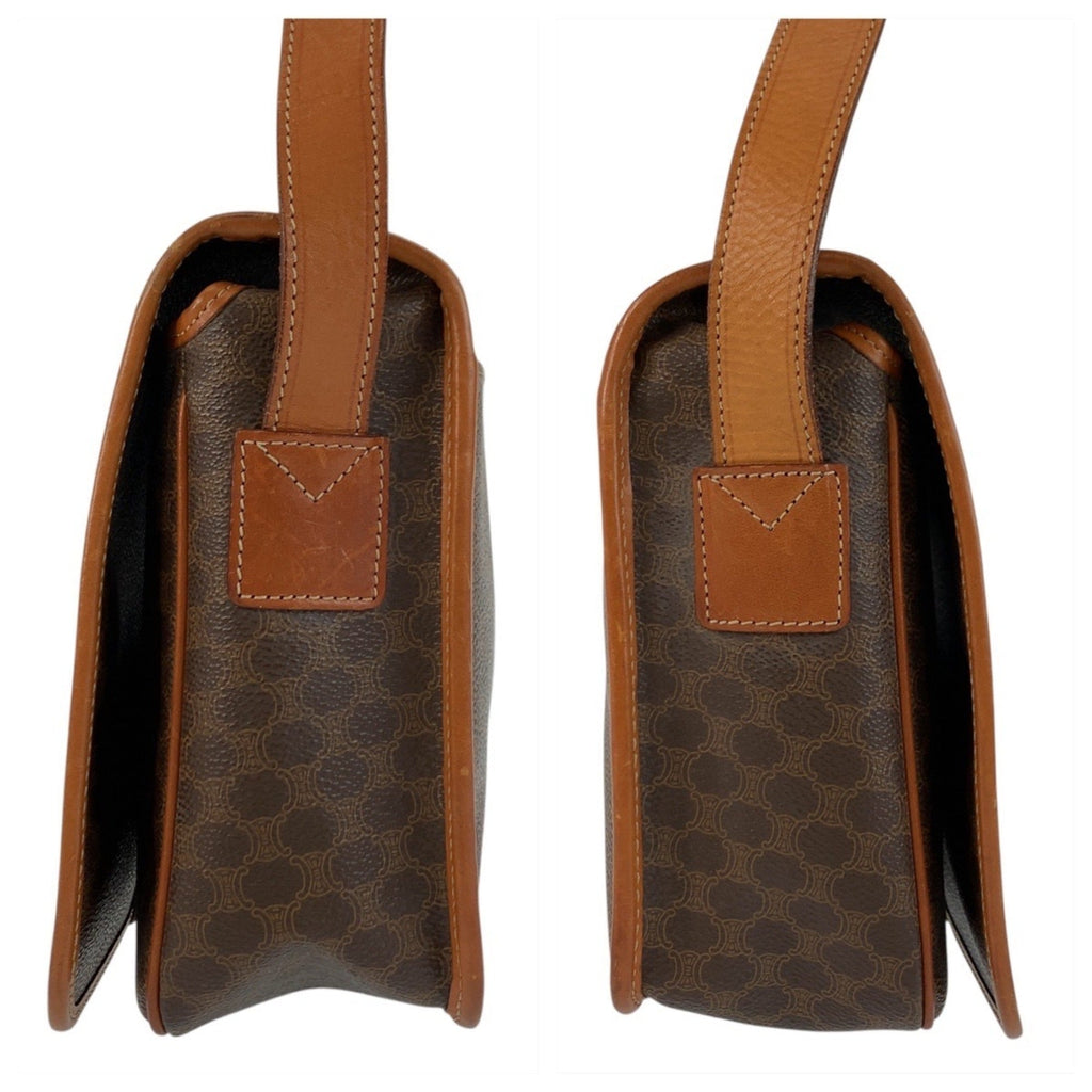 Vintage Saddle Flap Shoulder Bag Macadam Coated Canvas Small