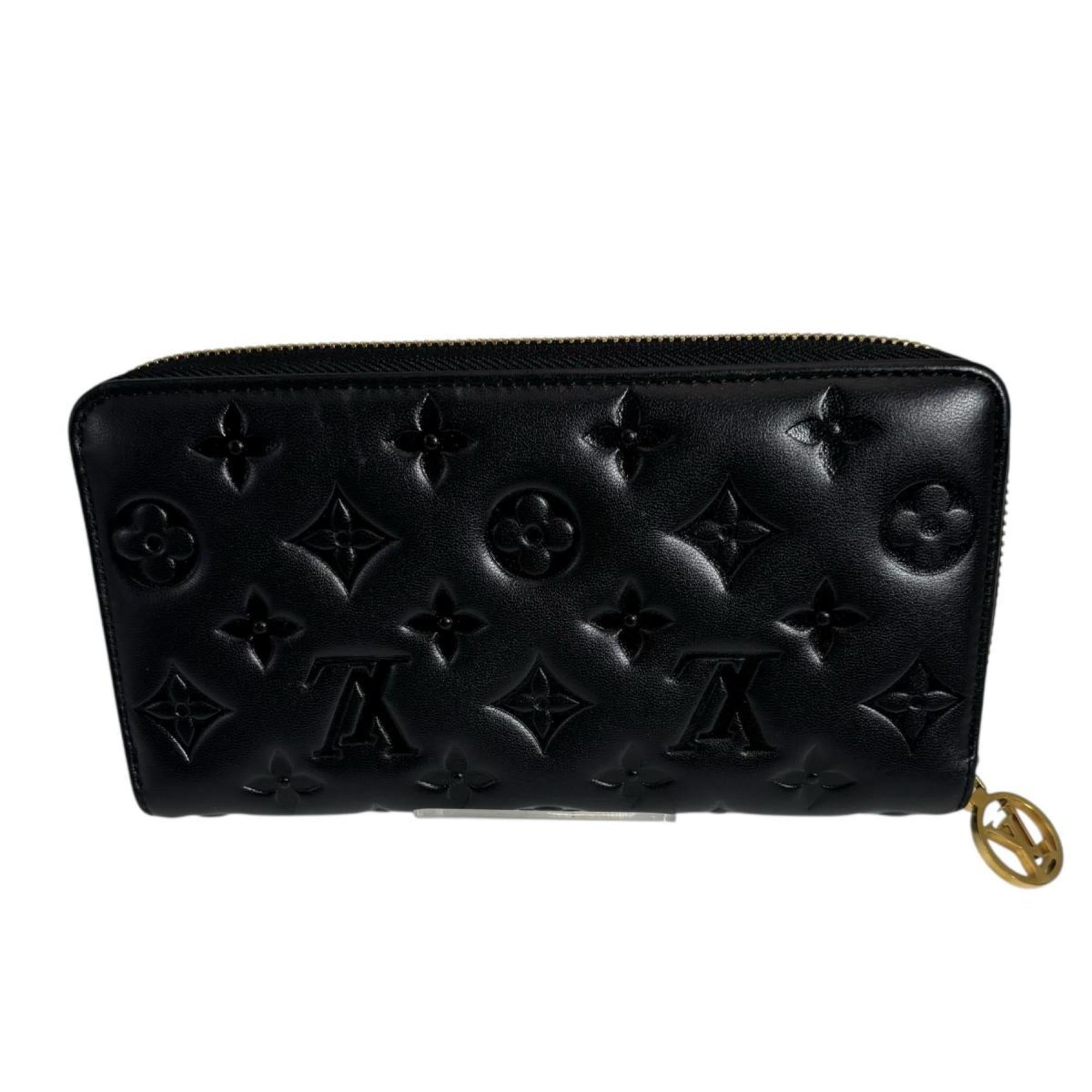 Louis Vuitton Monogram Black Noir Leather Long Wallet (Bi-Fold) (Pre-Owned)