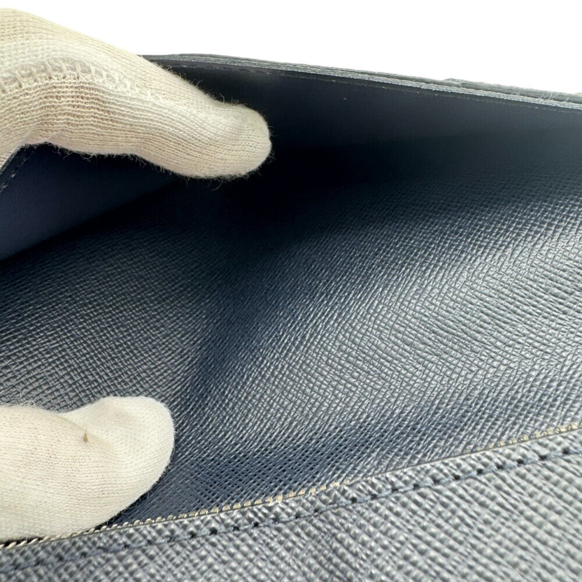 Louis Vuitton Navy Leather Long Wallet (Bi-Fold) (Pre-Owned)
