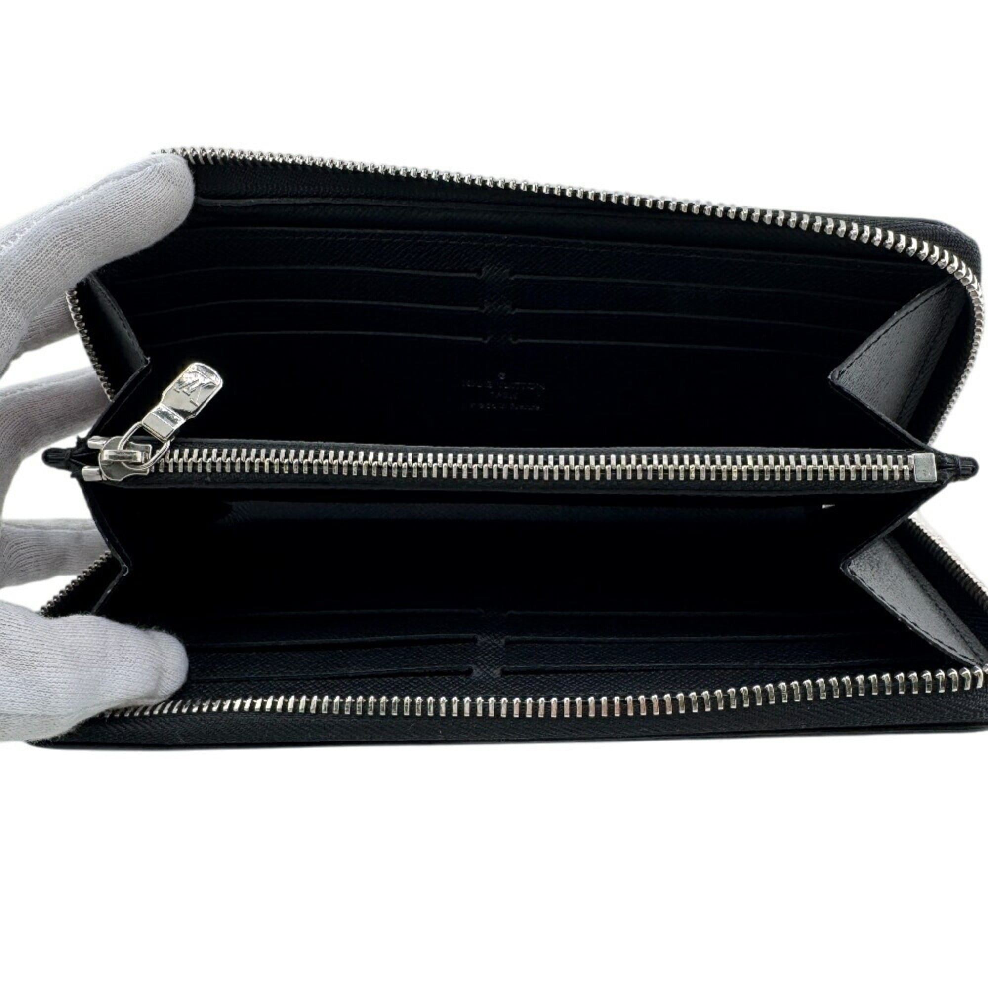 Louis Vuitton Black Leather Long Wallet (Bi-Fold) (Pre-Owned)