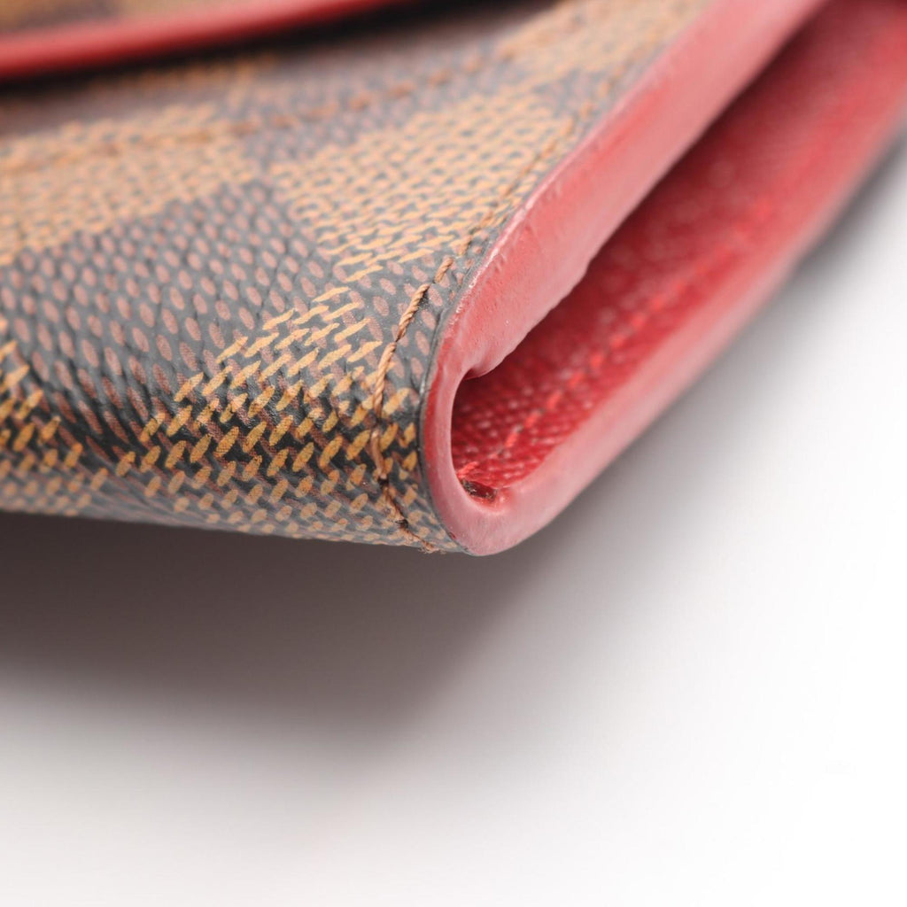 Louis Vuitton Brown Cerise Ebene Red Color Damier Canvas Leather Pvc Long Wallet (Bi-Fold) (Pre-Owned)