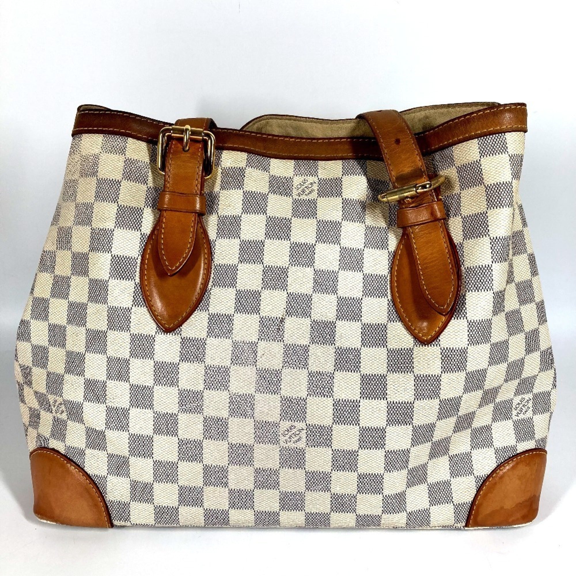 Louis Vuitton White Yellow Damier Azur Shoulder Bag Tote Bag (Pre-Owned)