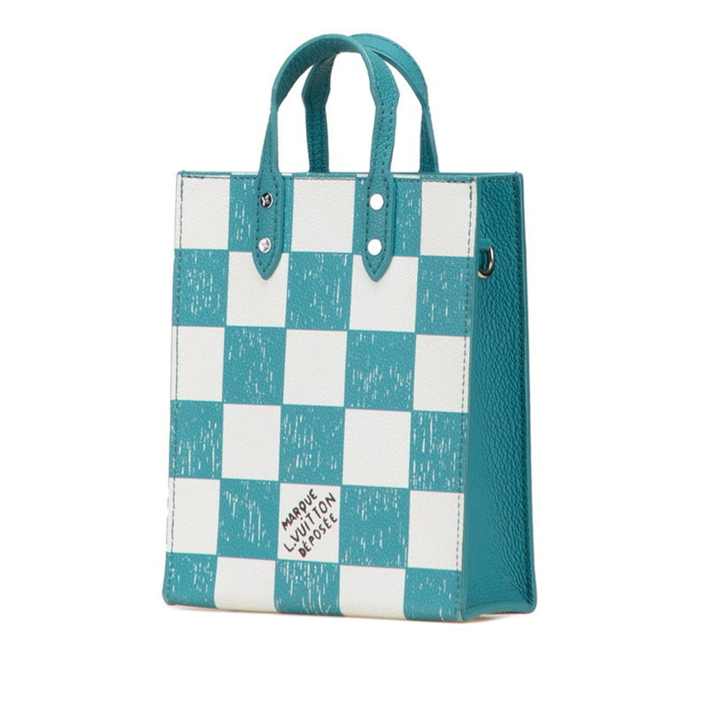 Louis Vuitton Damier Turquoise White Cuir Ombre Leather Handbag Shoulder Bag (Pre-Owned)