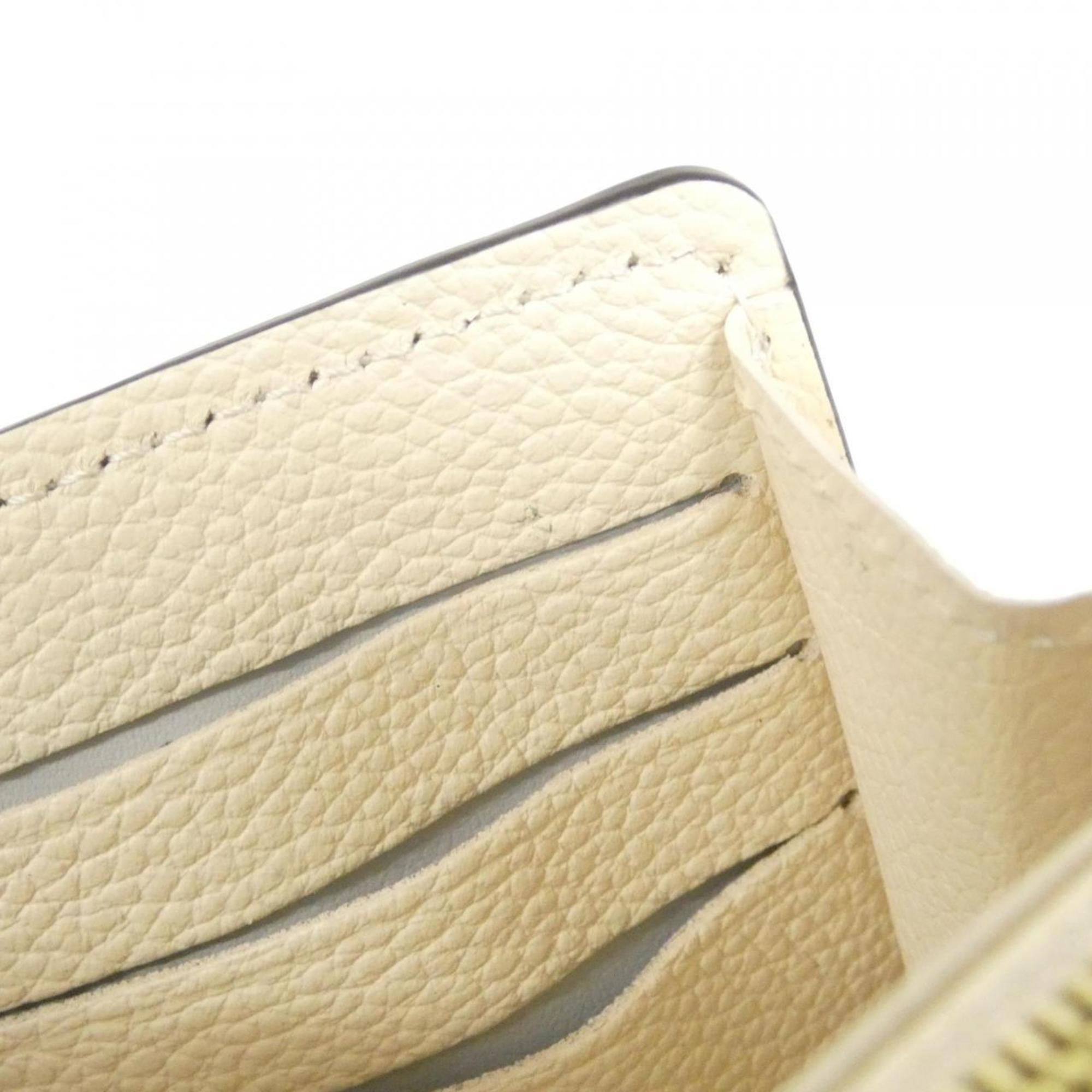 Louis Vuitton Beige Leather Long Wallet (Bi-Fold) (Pre-Owned)