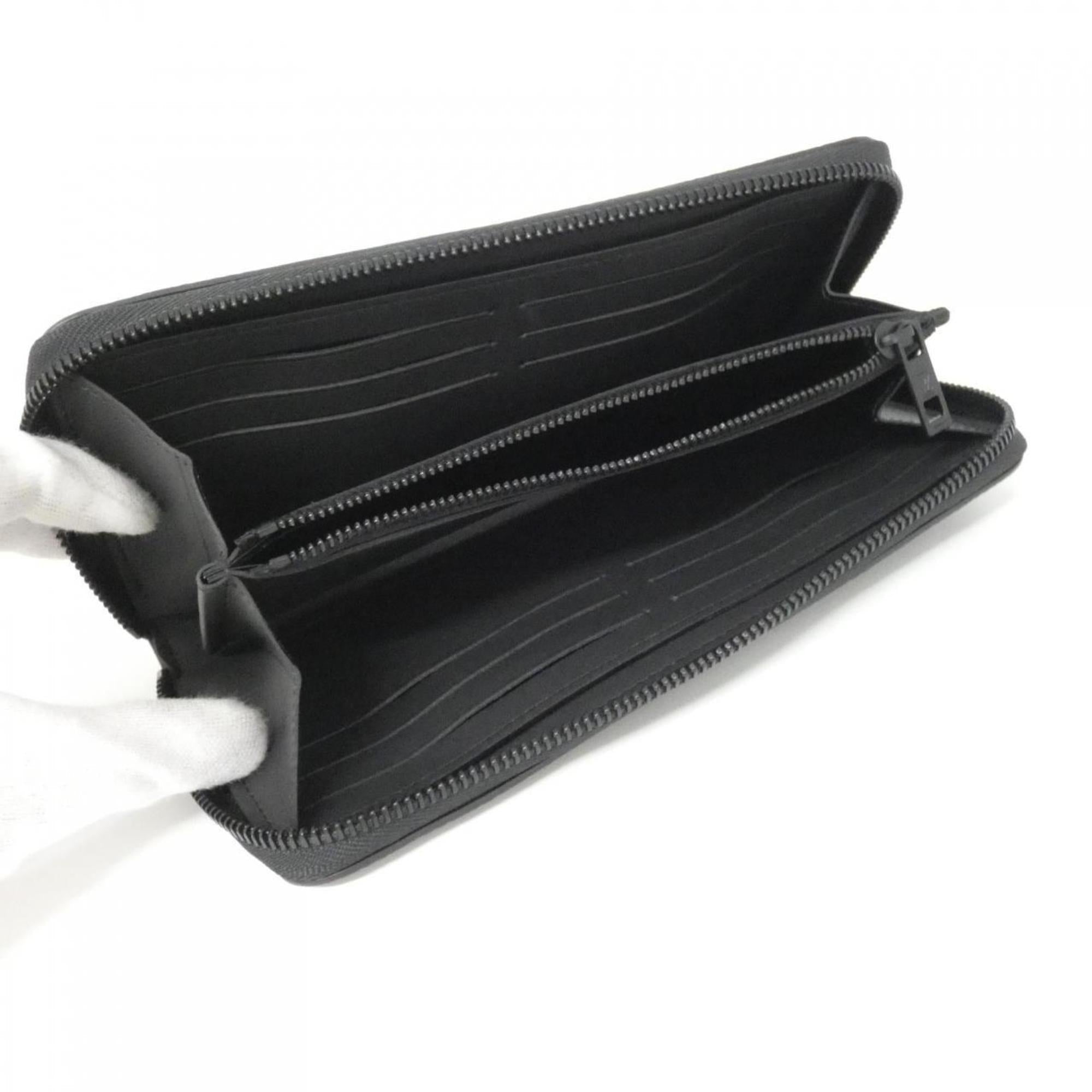 Louis Vuitton Black Leather Long Wallet (Bi-Fold) (Pre-Owned)