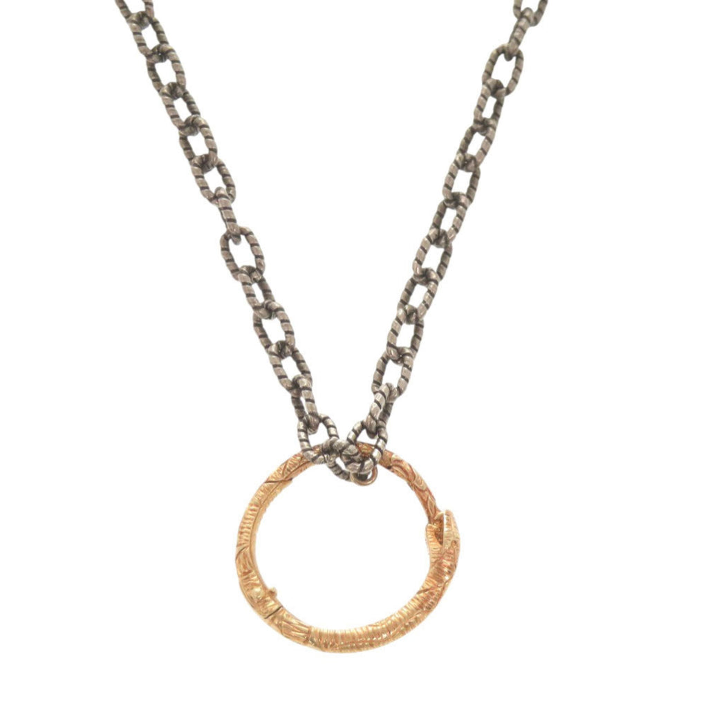 Pendant Necklace 18K Rose Gold and Sterling Silver