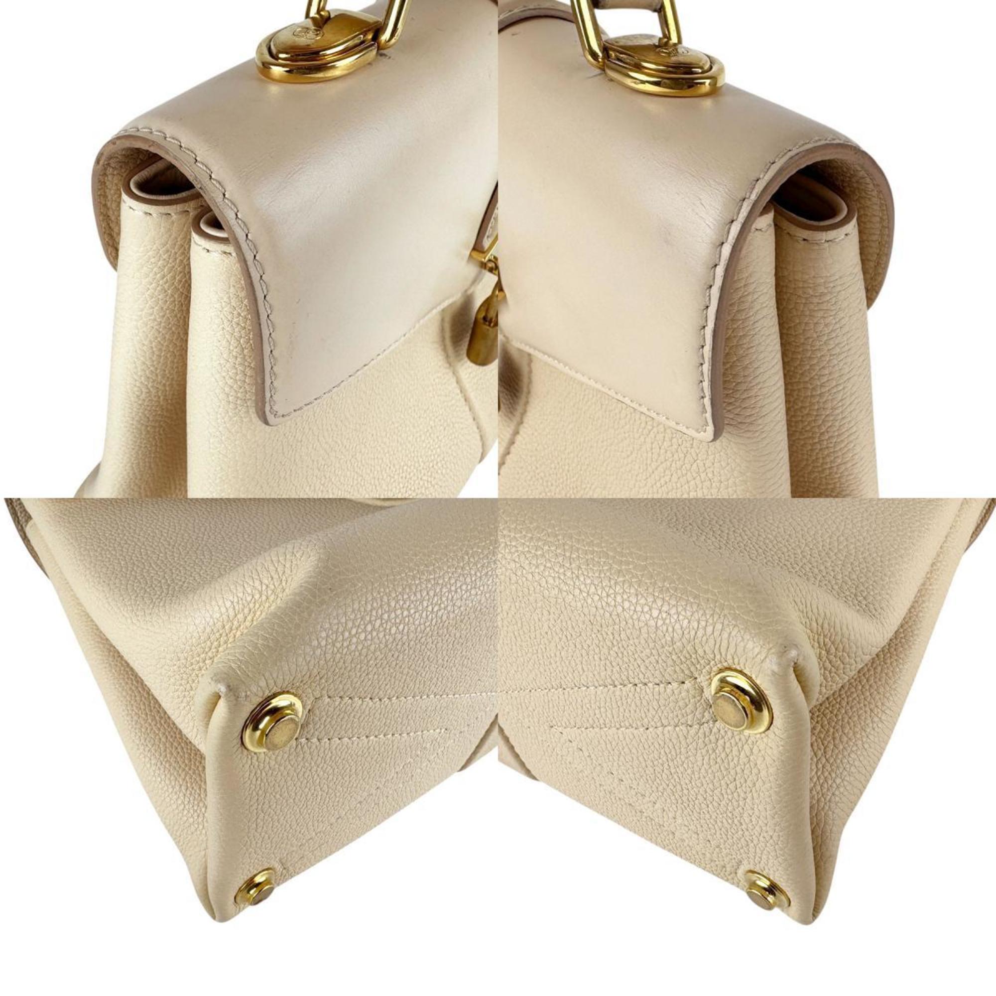 Louis Vuitton Light Beige Leather Handbag Shoulder Bag (Pre-Owned)