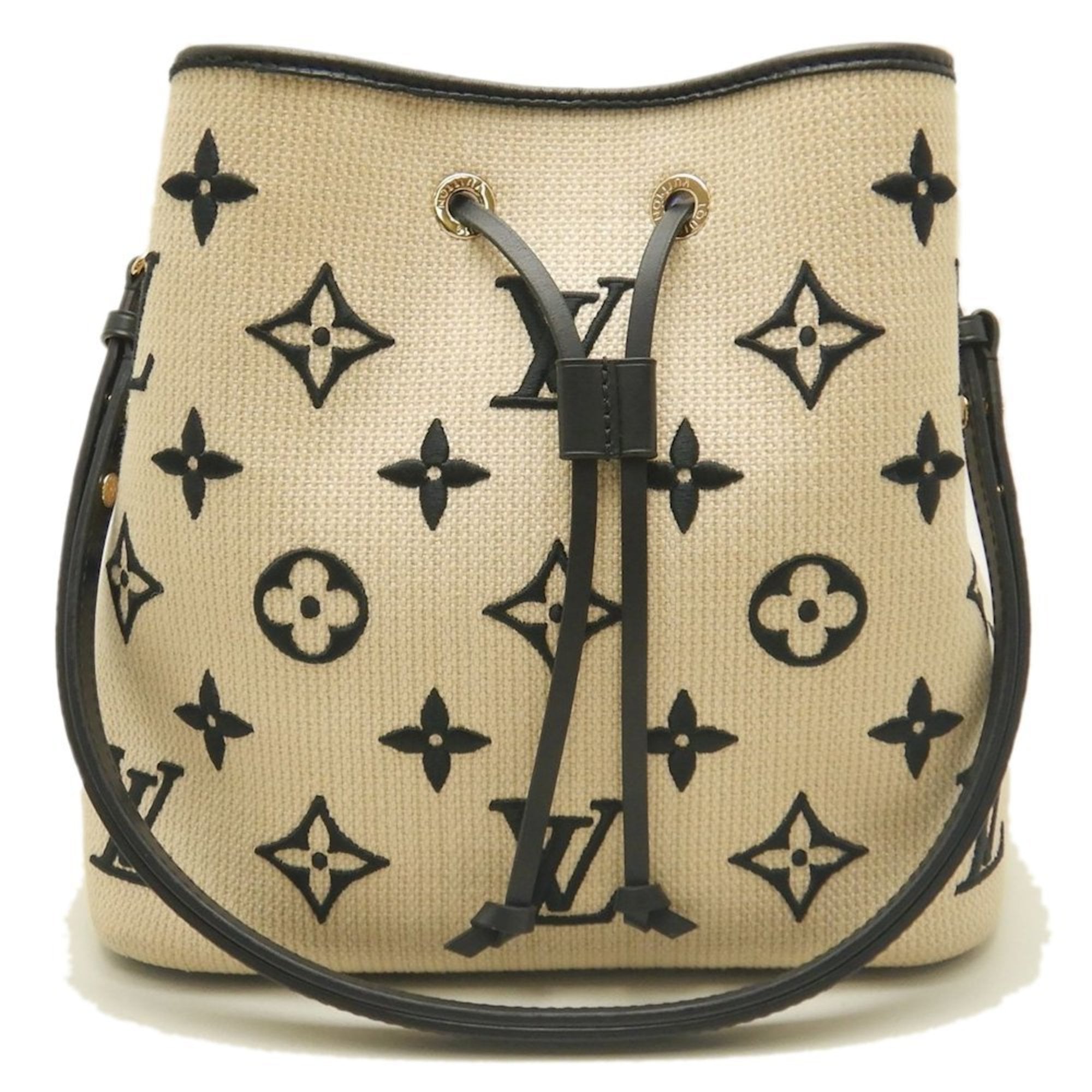 Louis Vuitton Beige Noir Cotton Canvas Leather Shoulder Bag (Pre-Owned)