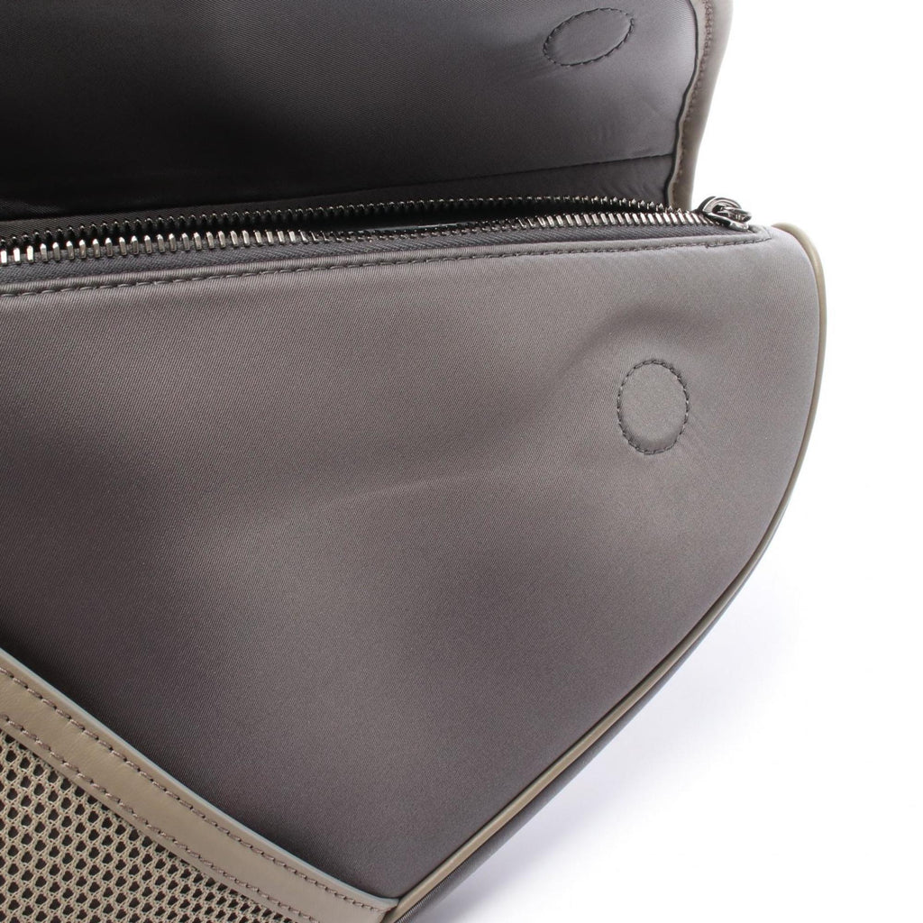 Saddle Crossbody Bag Leather with Nylon and Cannage Rubber