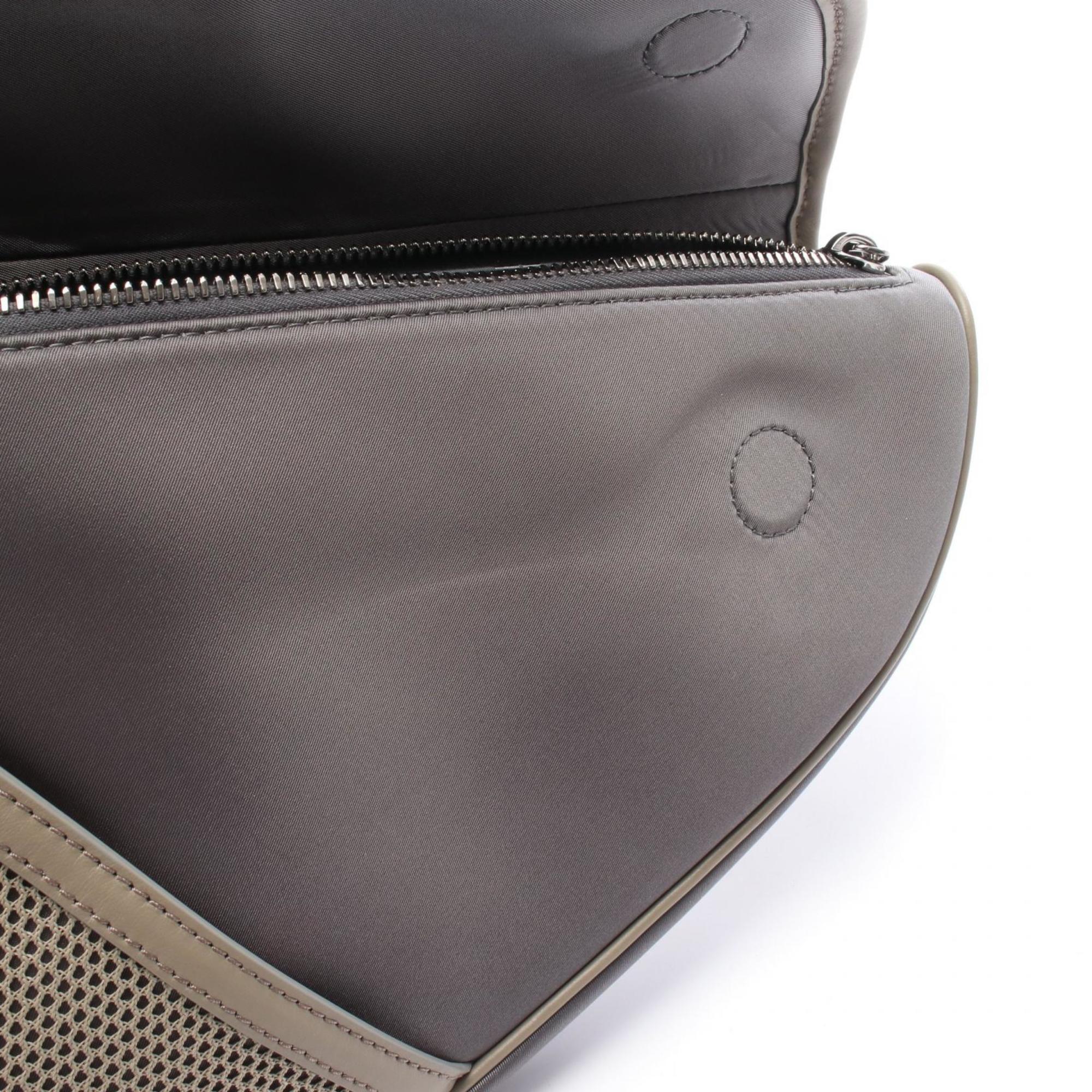 Saddle Crossbody Bag Leather with Nylon and Cannage Rubber