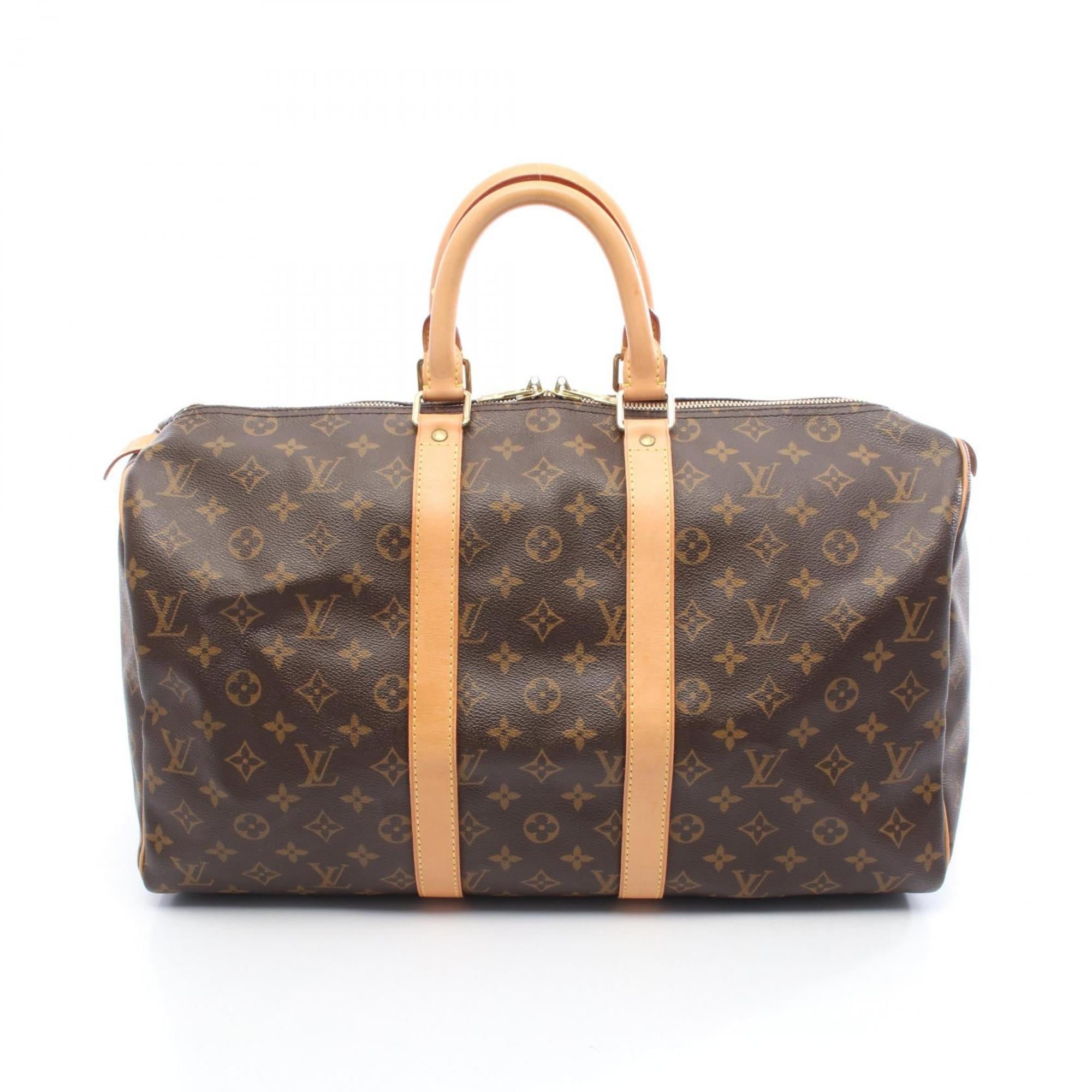 Louis Vuitton Brown Coated Canvas Leather Boston Bag (Pre-Owned)