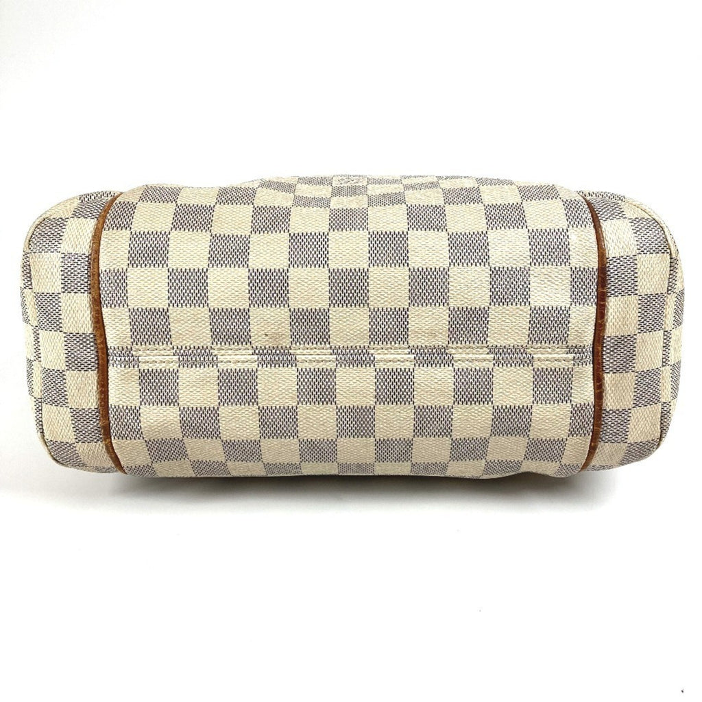 Louis Vuitton Galle White Yellow Damier Azur Shoulder Bag Tote Bag (Pre-Owned)