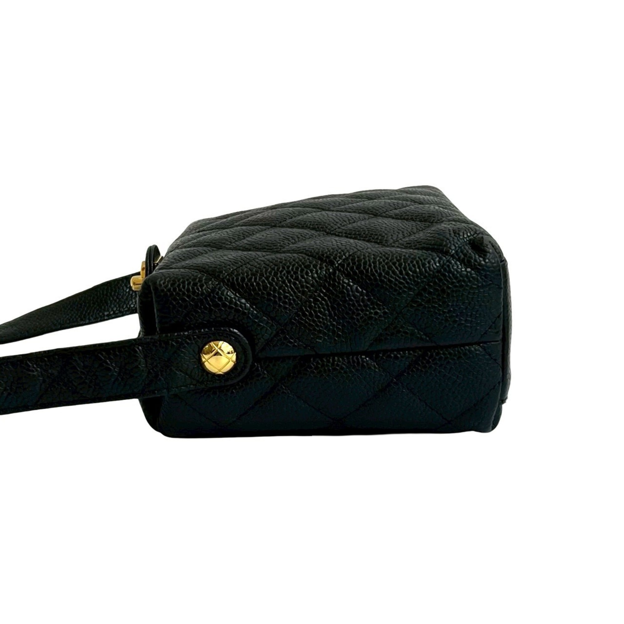 Vintage CC Flap Shoulder Bag Quilted Caviar Small