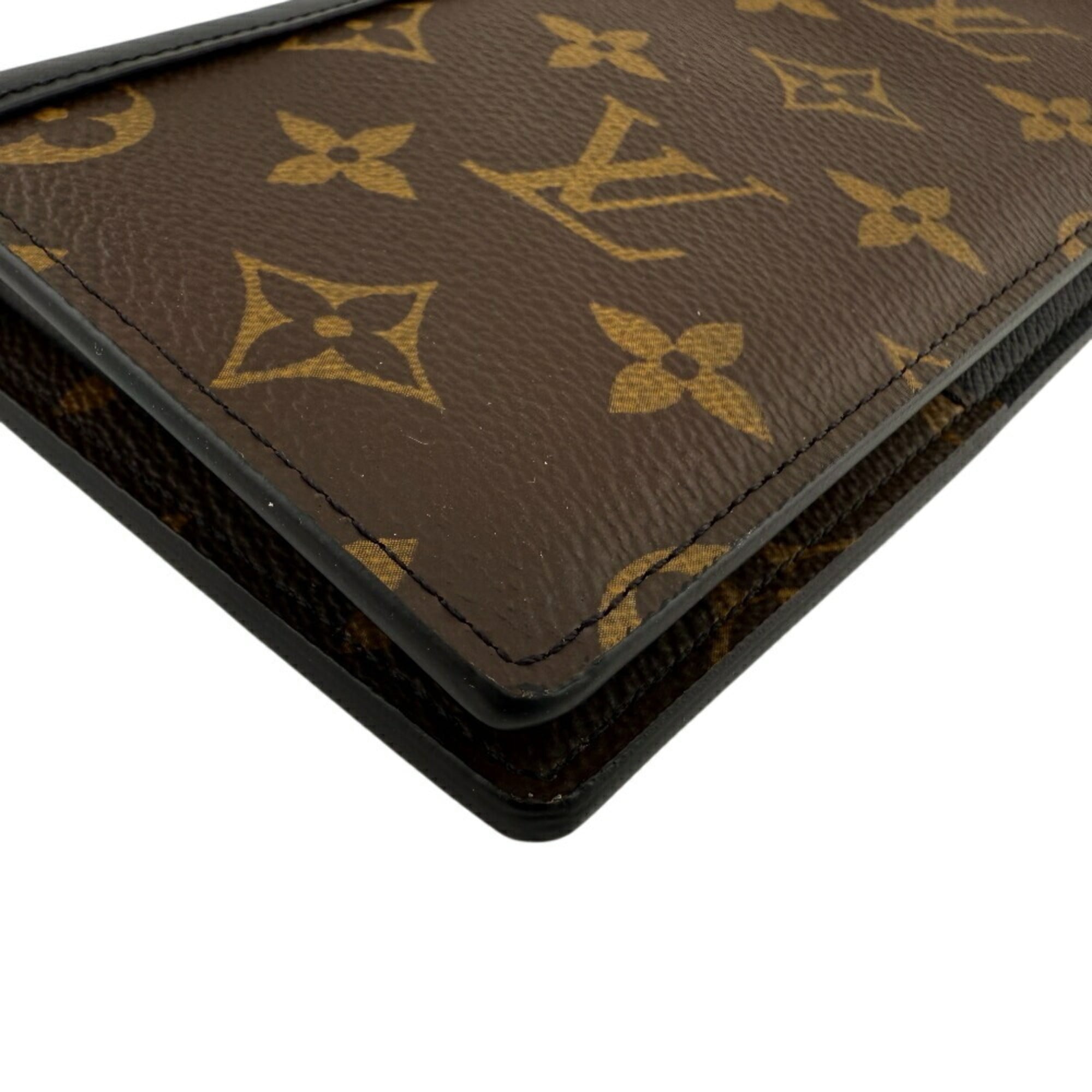 Louis Vuitton Monogram Macassar Brown Leather Long Wallet (Bi-Fold) (Pre-Owned)