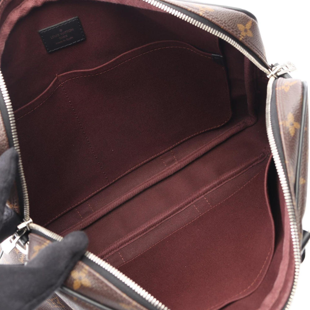 Louis Vuitton Black Brown Coated Canvas Leather Briefcase (Pre-Owned)